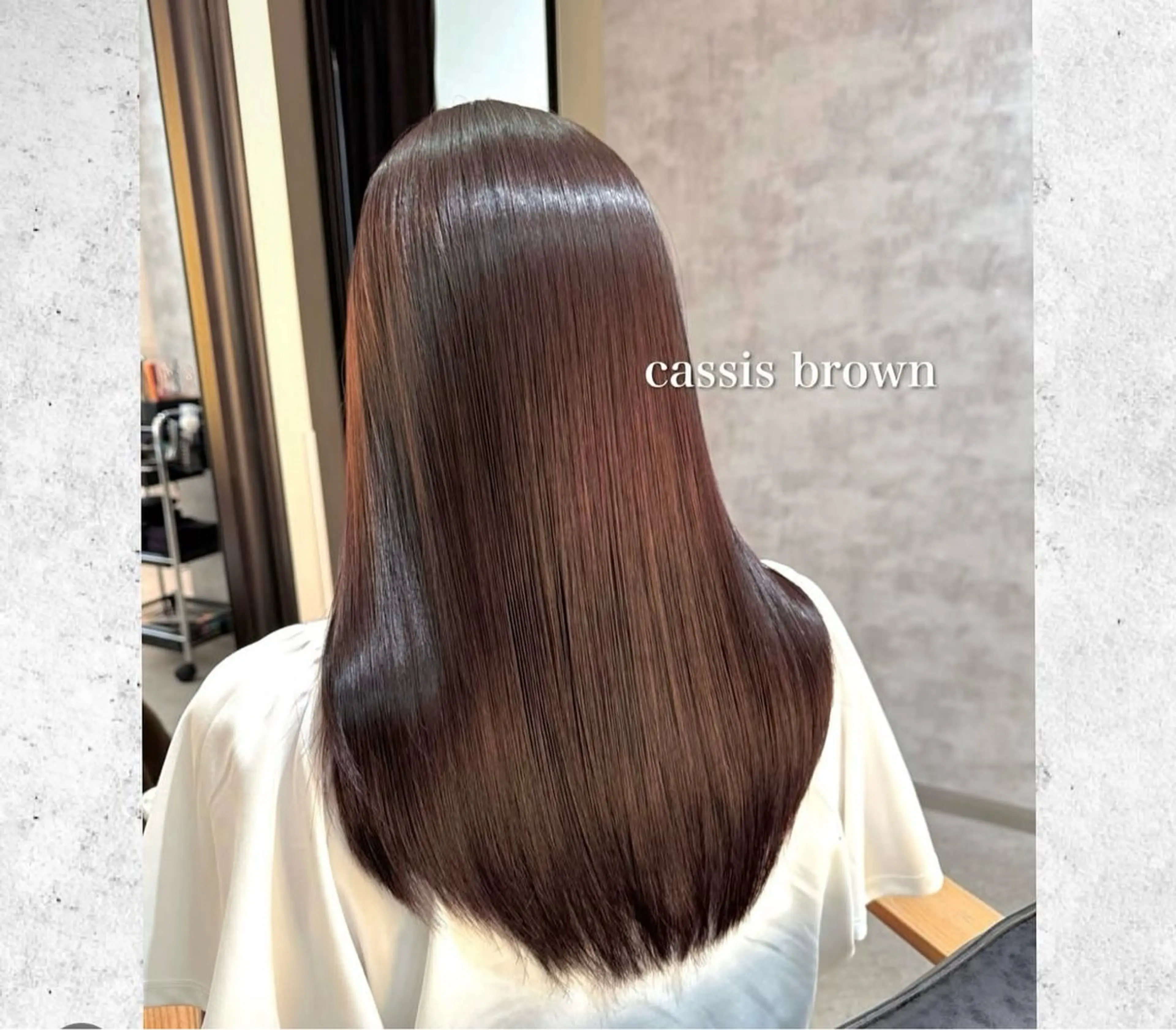 ロング カラー パーマ ブラウンカラー カシス 髪質改善 縮毛矯正 ストレートパーマ ヘアカラー 縮毛矯正 トリートメント 🌊海外ハイライト リタッチ/縮毛矯正のヘアスタイル