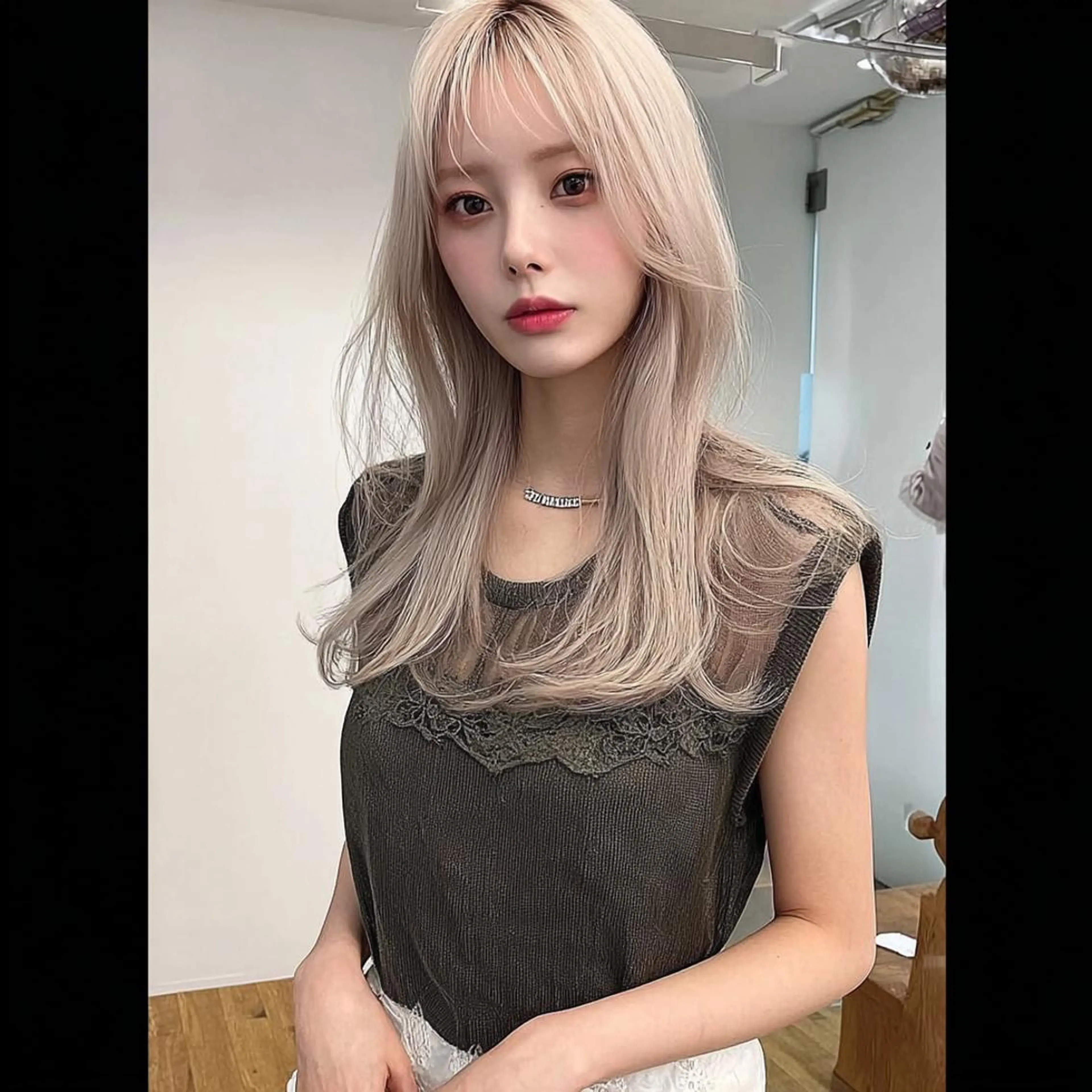 ロング ボブ 顔まわりレイヤー 髪質改善 韓国風ヘア レイヤーカット カット ヘアカラー 水町 幸基のヘアスタイル