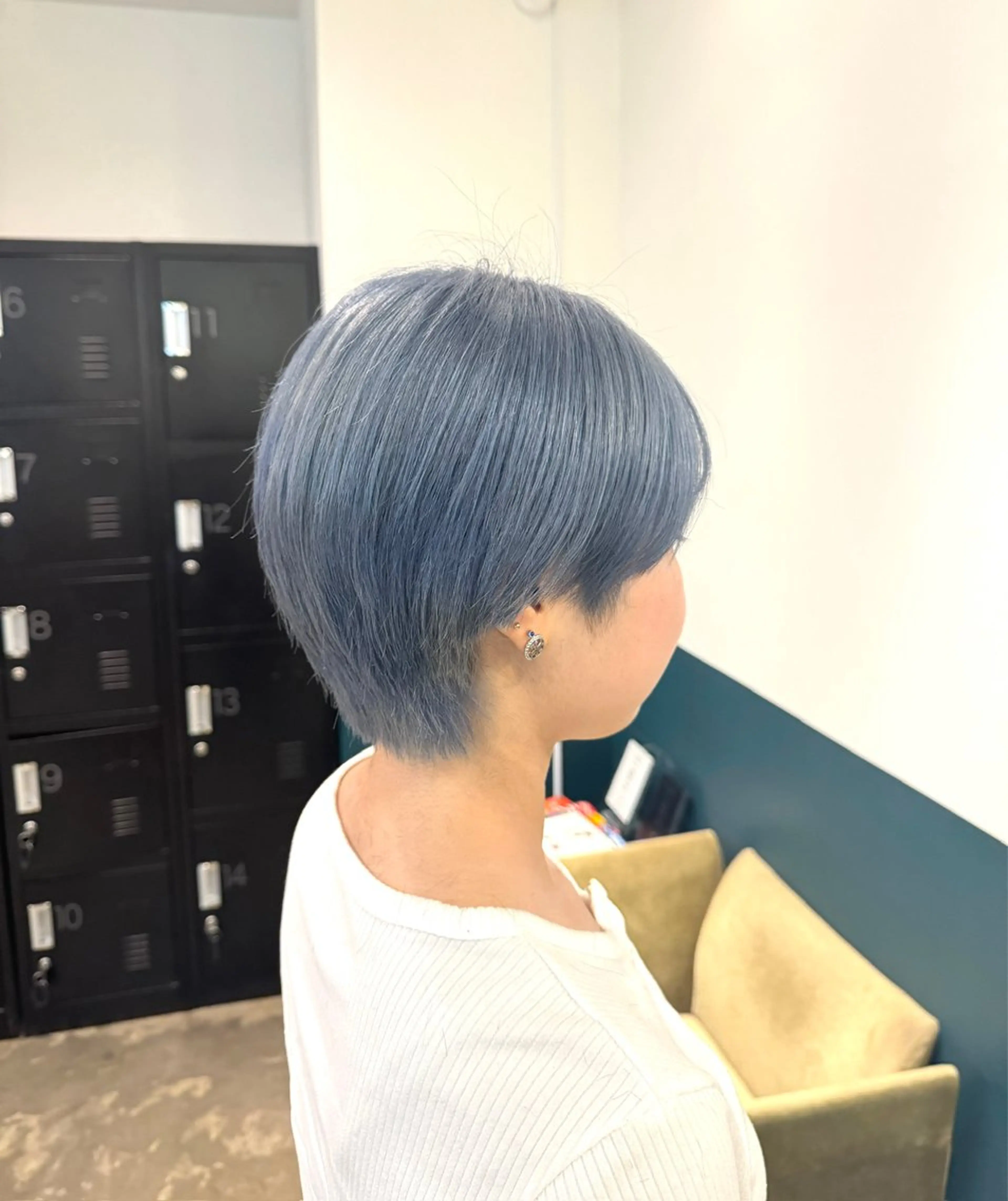 ショート カラー ブルーカラー ショートヘア カット ヘアカラー 聖斗 /ハイトーン/パーマのヘアスタイル