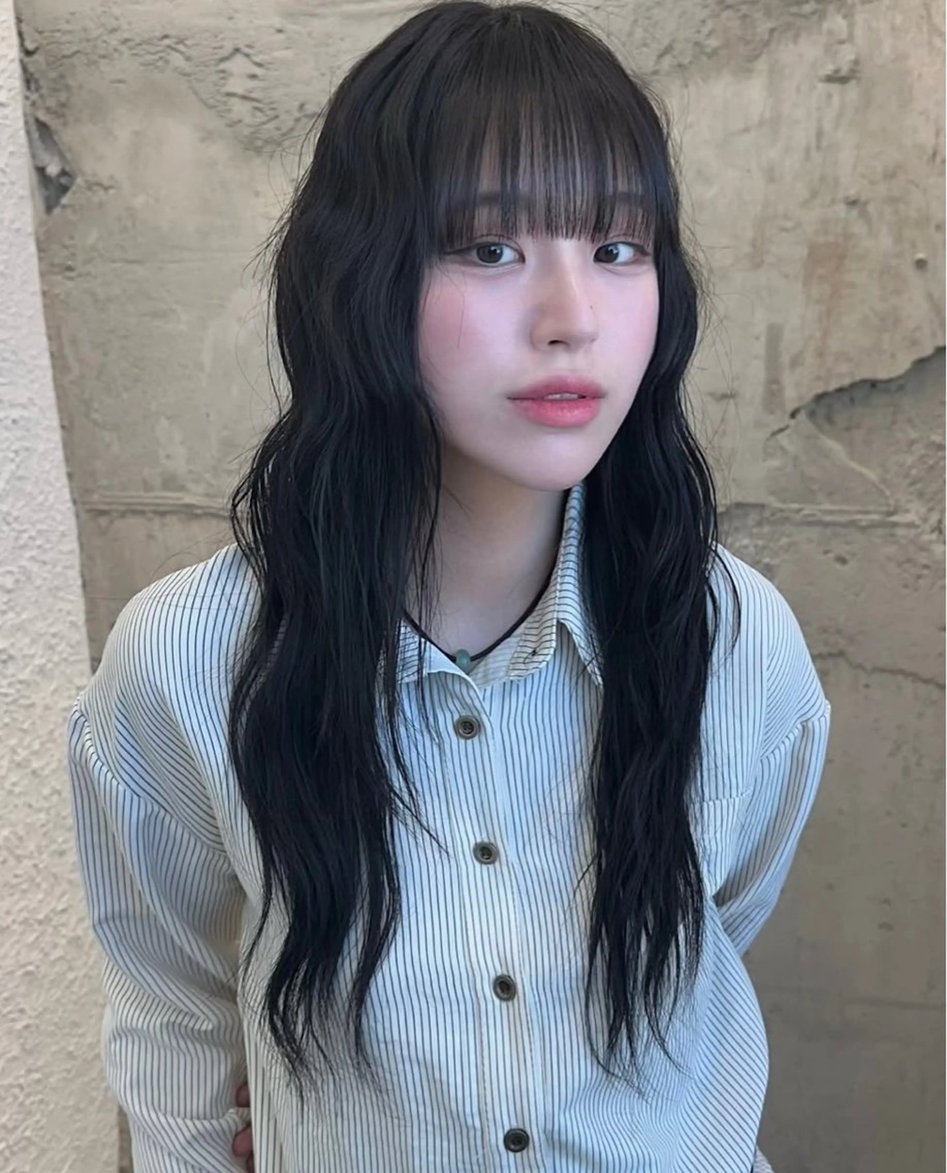 ロング カット ヘアカラー salowin 原宿 aroa所属・韓国／ハッシュカット ／透明感カラー／金野のヘアスタイル