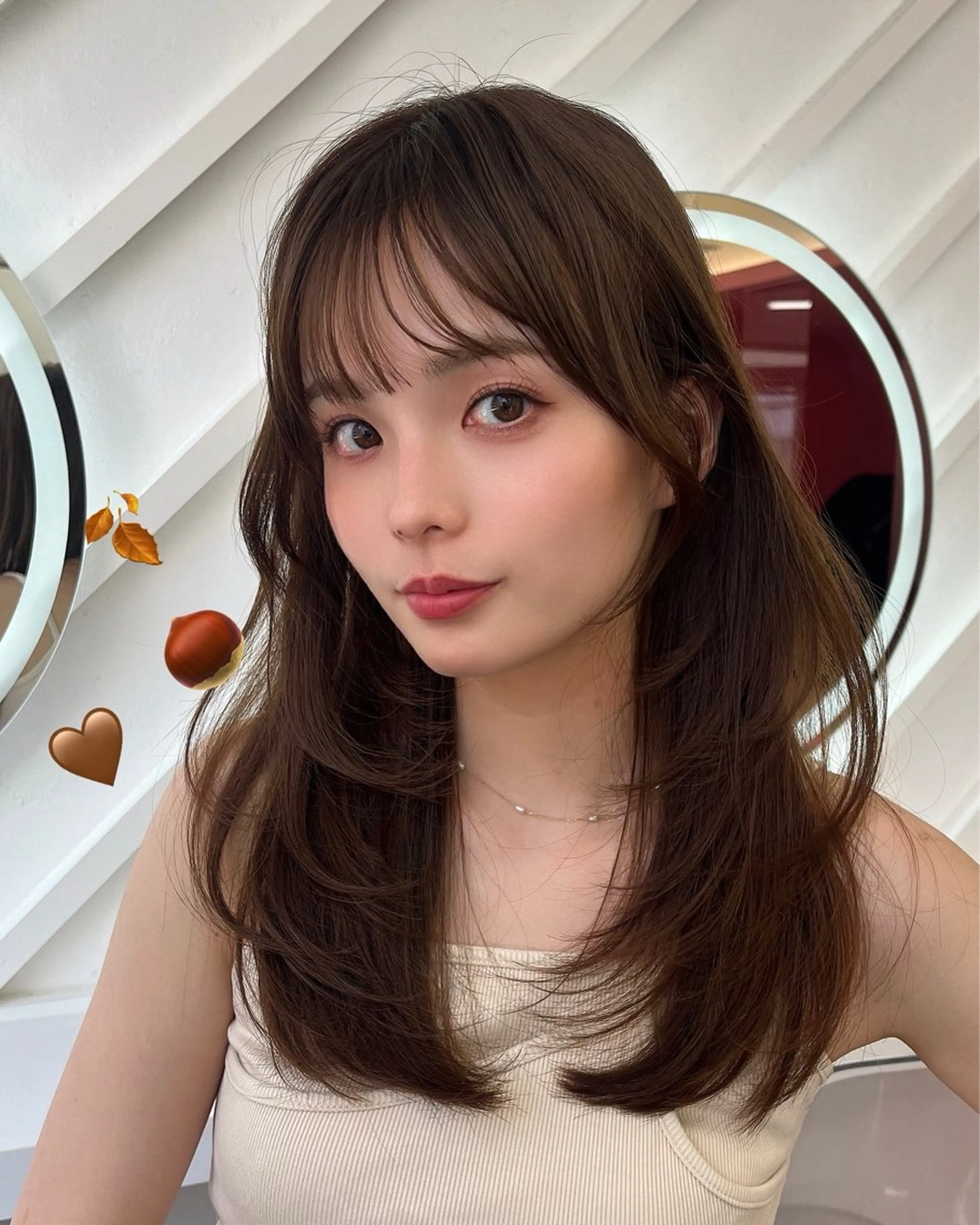 セミロング カラー 山崎/韓国縮毛矯正 レイヤー髪質改善のヘアスタイル