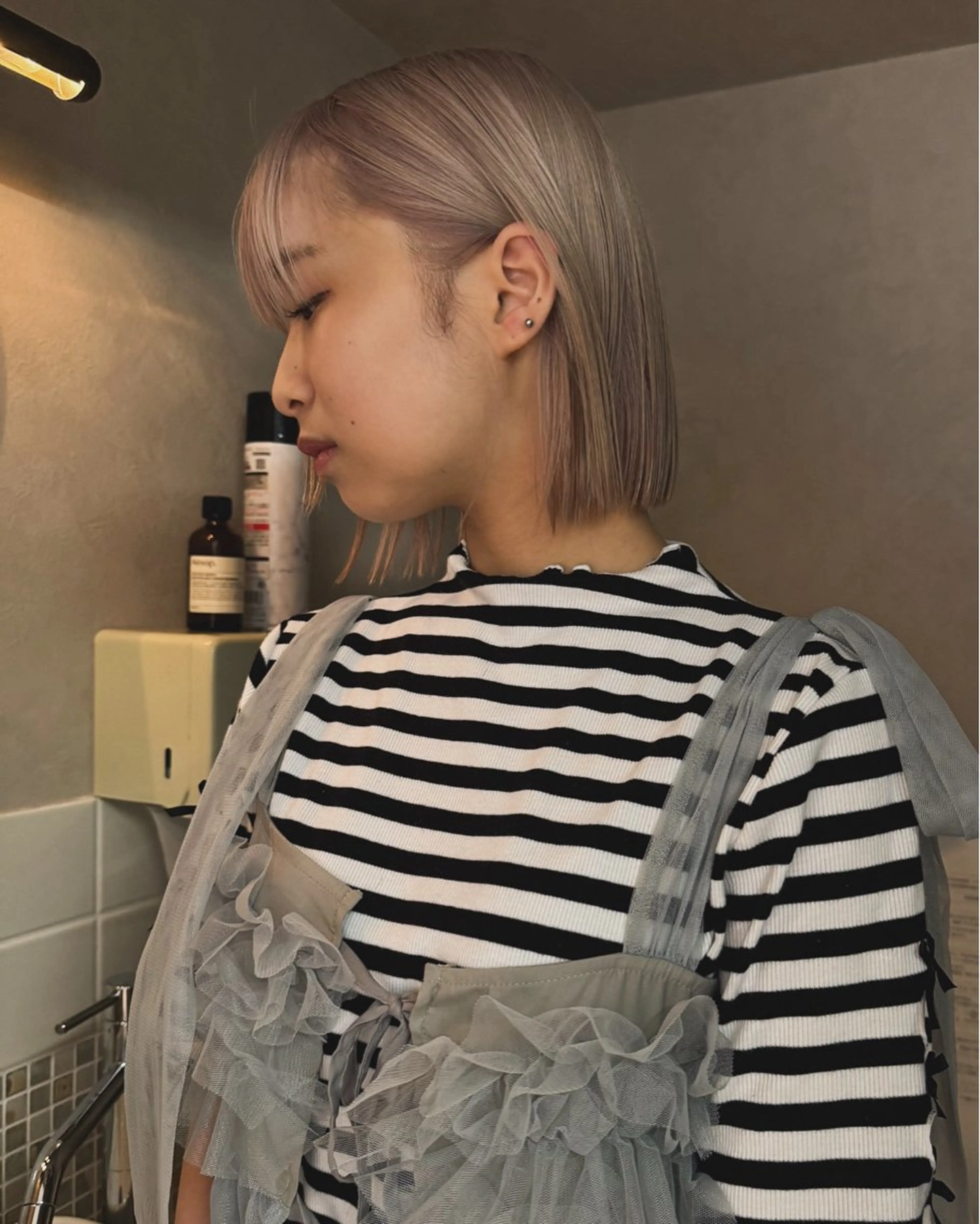 ショート カット ヘアカラー トリートメント ルース立川所属・udaハイトーン /ボブ/レイヤーのヘアスタイル