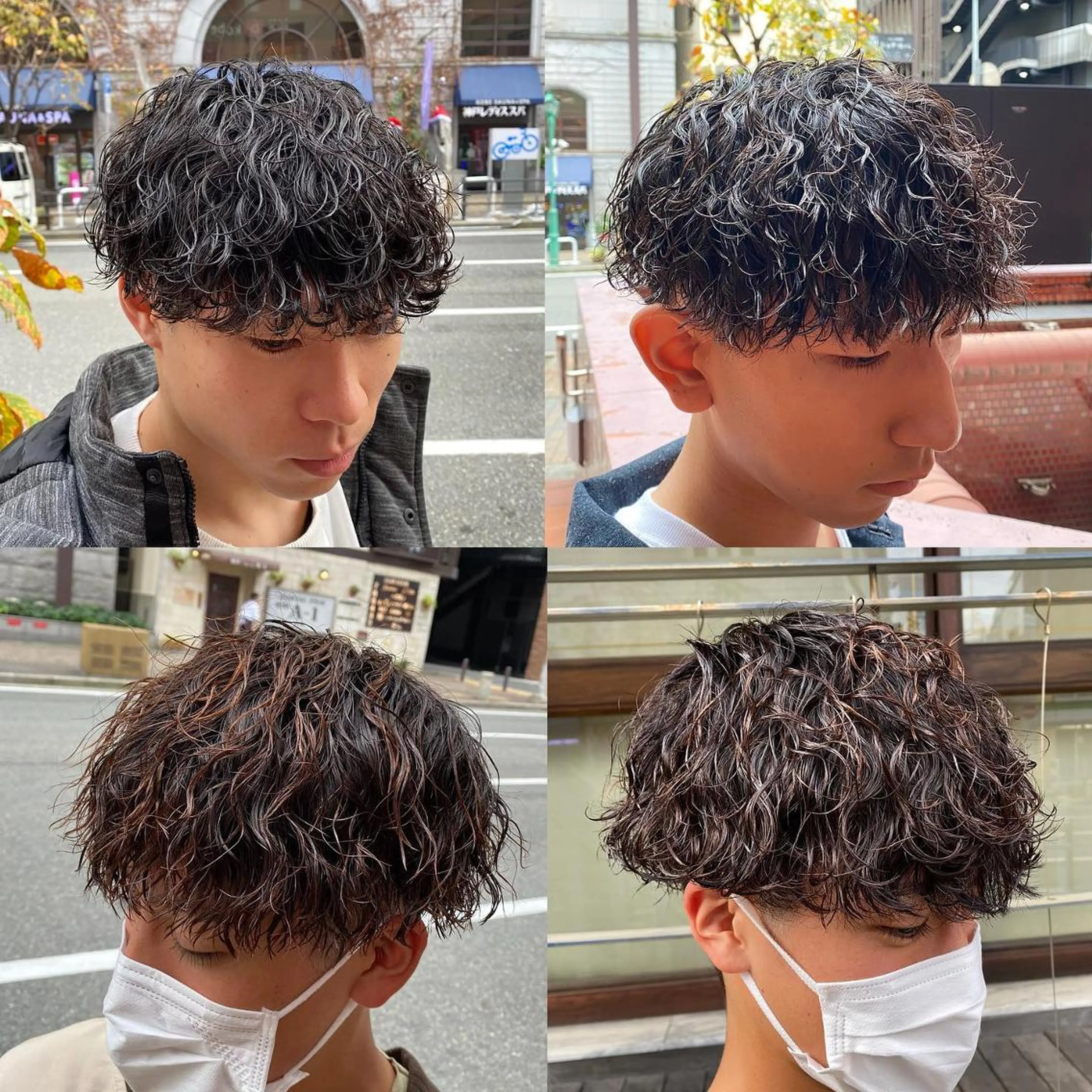 パーマ メンズ センターパート メンズ韓国風 マッシュ メンズパーマ メンズツイストパーマ 三ノ宮フェザーパーマ 蕃本 啓利のヘアスタイル