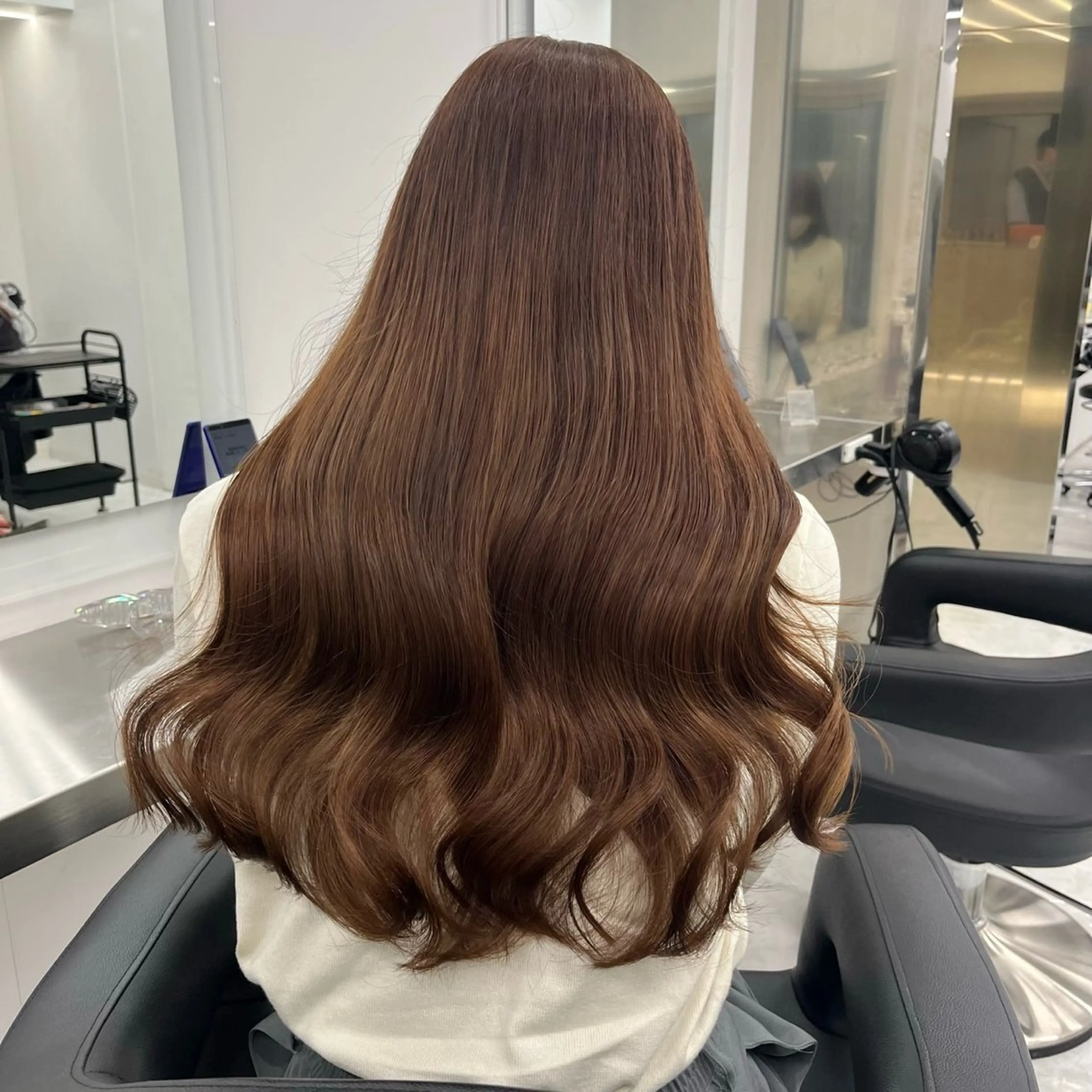 ロング カラー カット ヘアカラー トリートメント ヘアセット 韓国透明感ブラウン/ hayato🤎のヘアスタイル