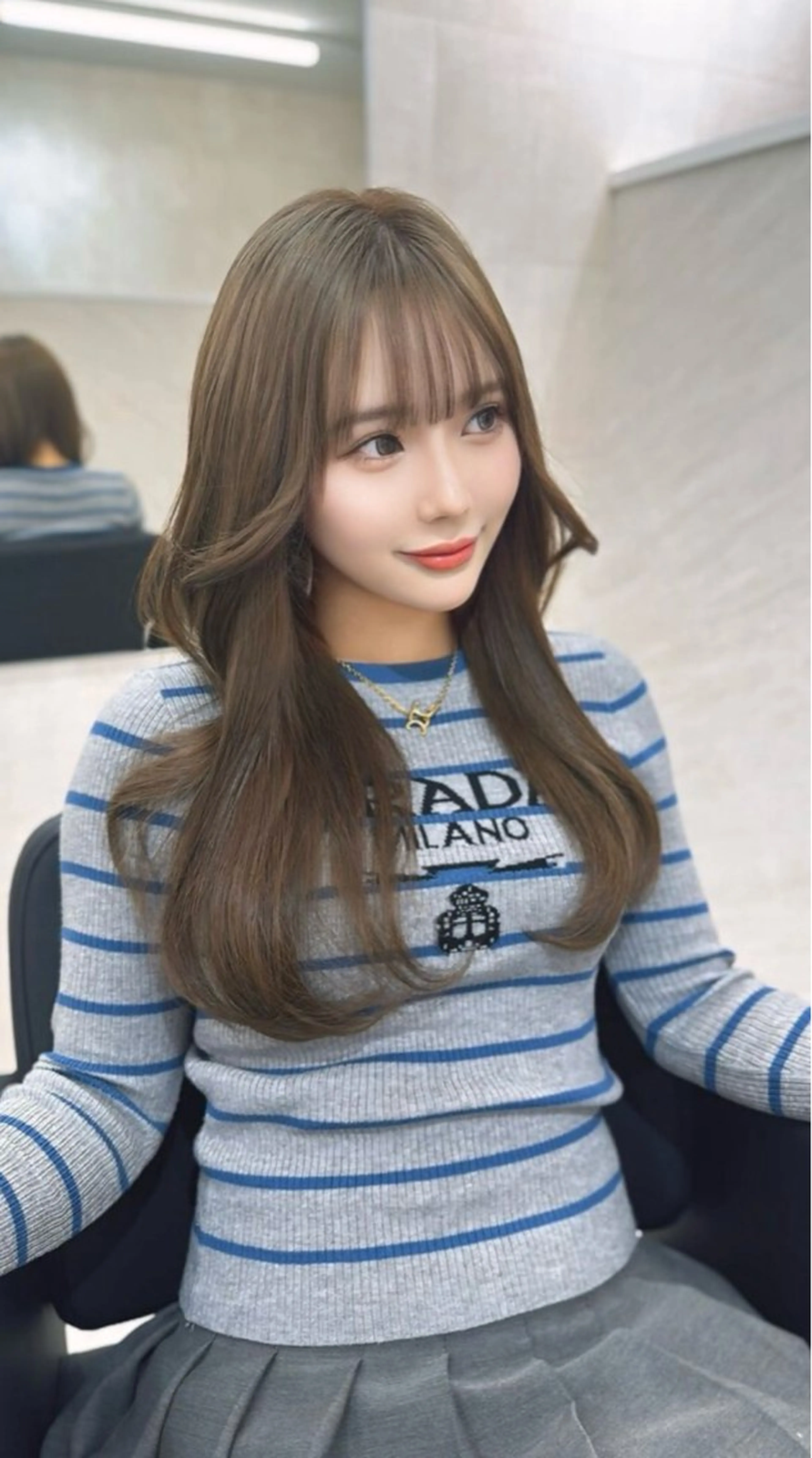ロング 顔まわりレイヤー 韓国風ヘア レイヤーカット 小顔カット miyon所属・つばさ🦚/レイヤー カット/韓国ヘアのヘアスタイル