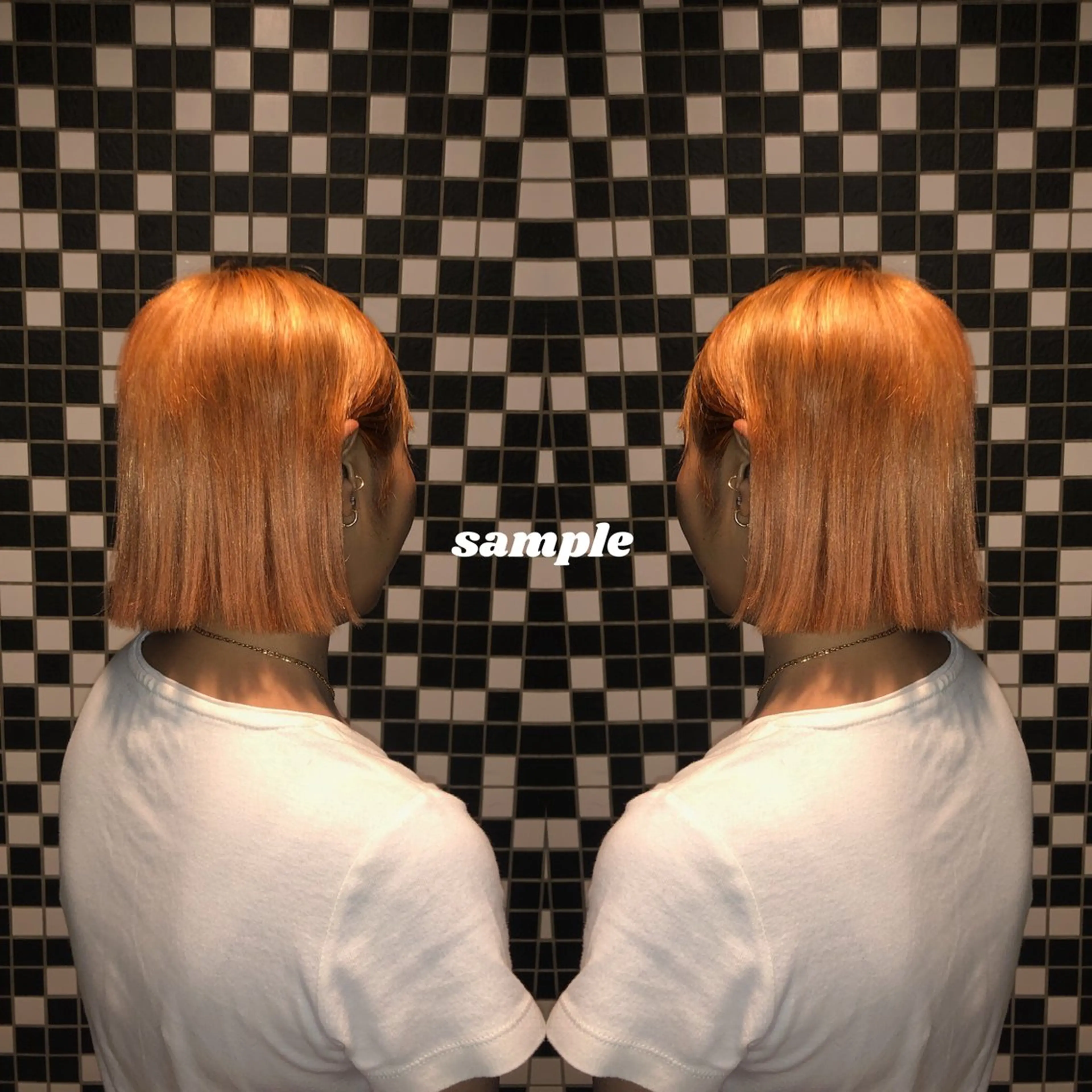 ミディアム カラー オレンジ 外ハネヘア トリートメント カット ヘアカラー Richromatic所属・M Jのヘアスタイル