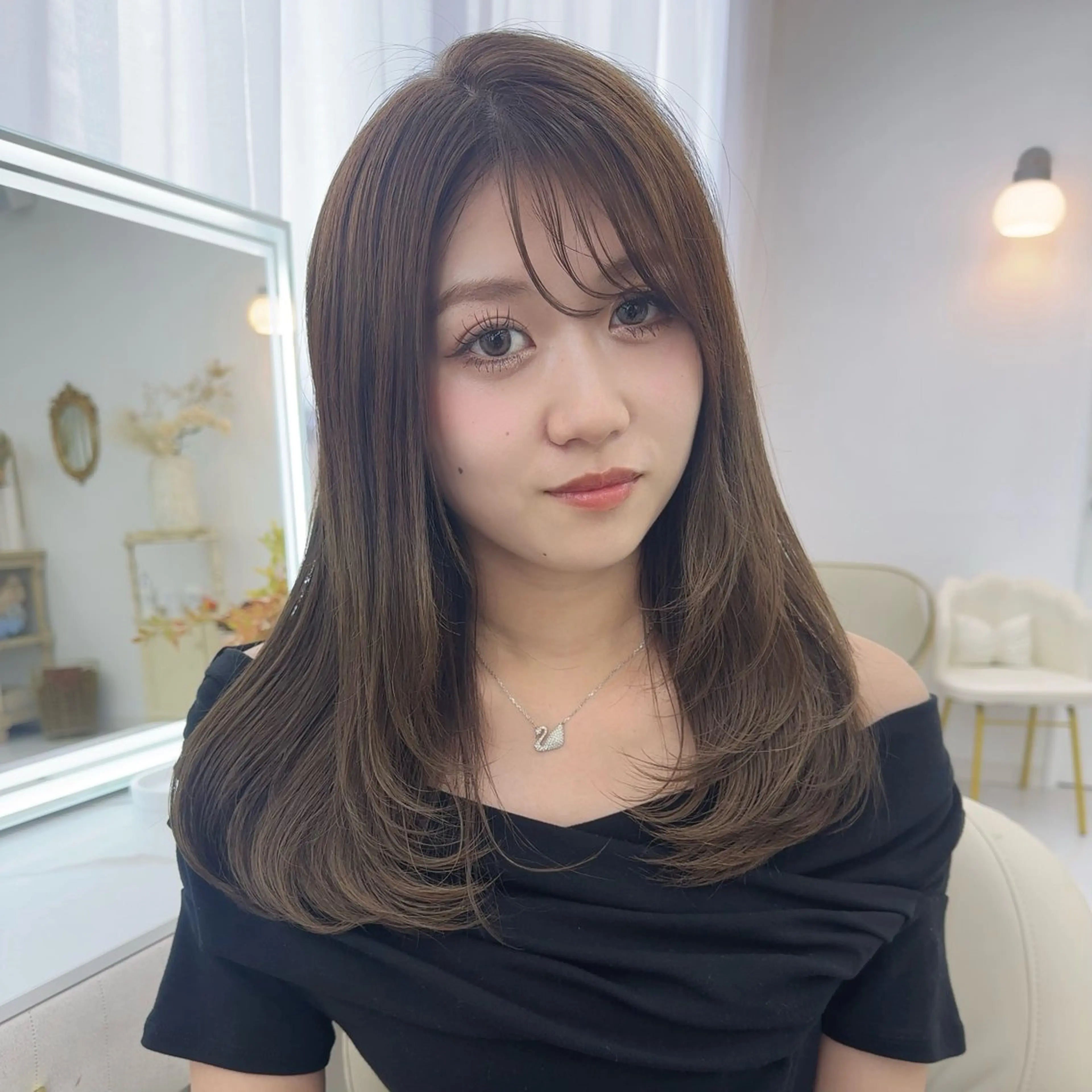 ミディアム カラー カット ヘアカラー トリートメント YUIMARL➰💖 NATSUKIのヘアスタイル