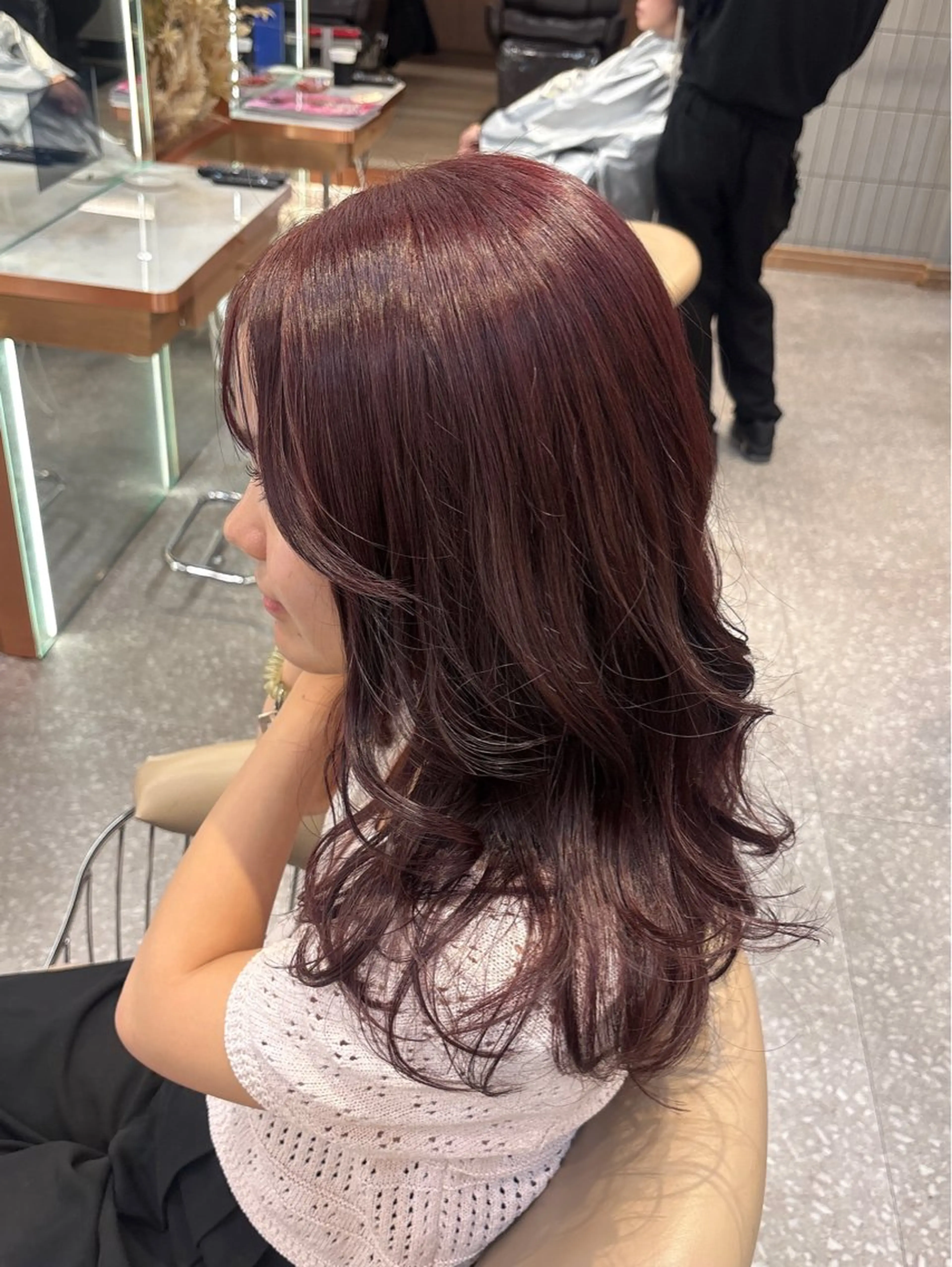 セミロング カラー ヘアカラー 梅田美容室 山崎海波のヘアスタイル