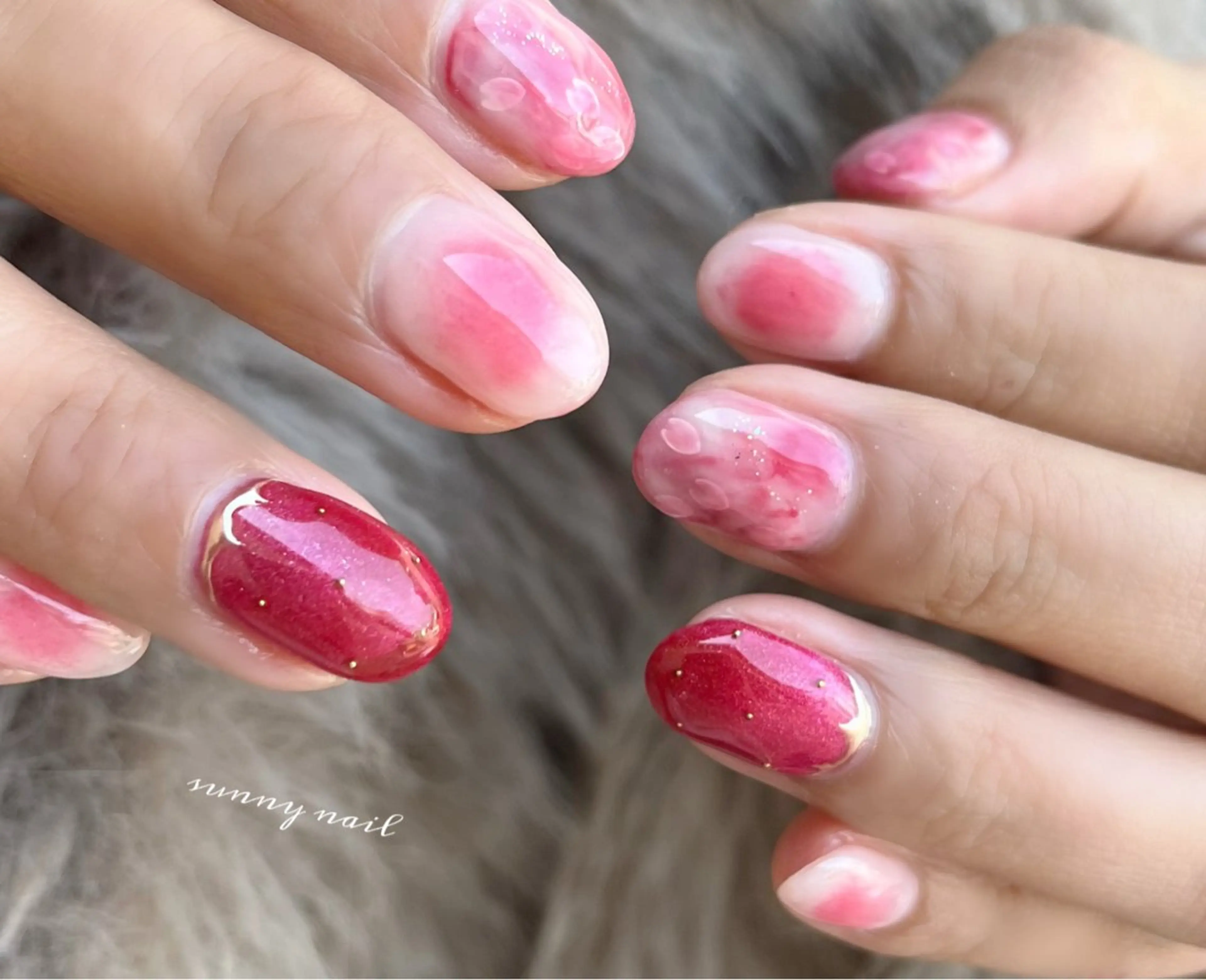 ネイル ジェルネイル マグネットネイル パラジェル 春ネイル sunny nailのネイルデザイン