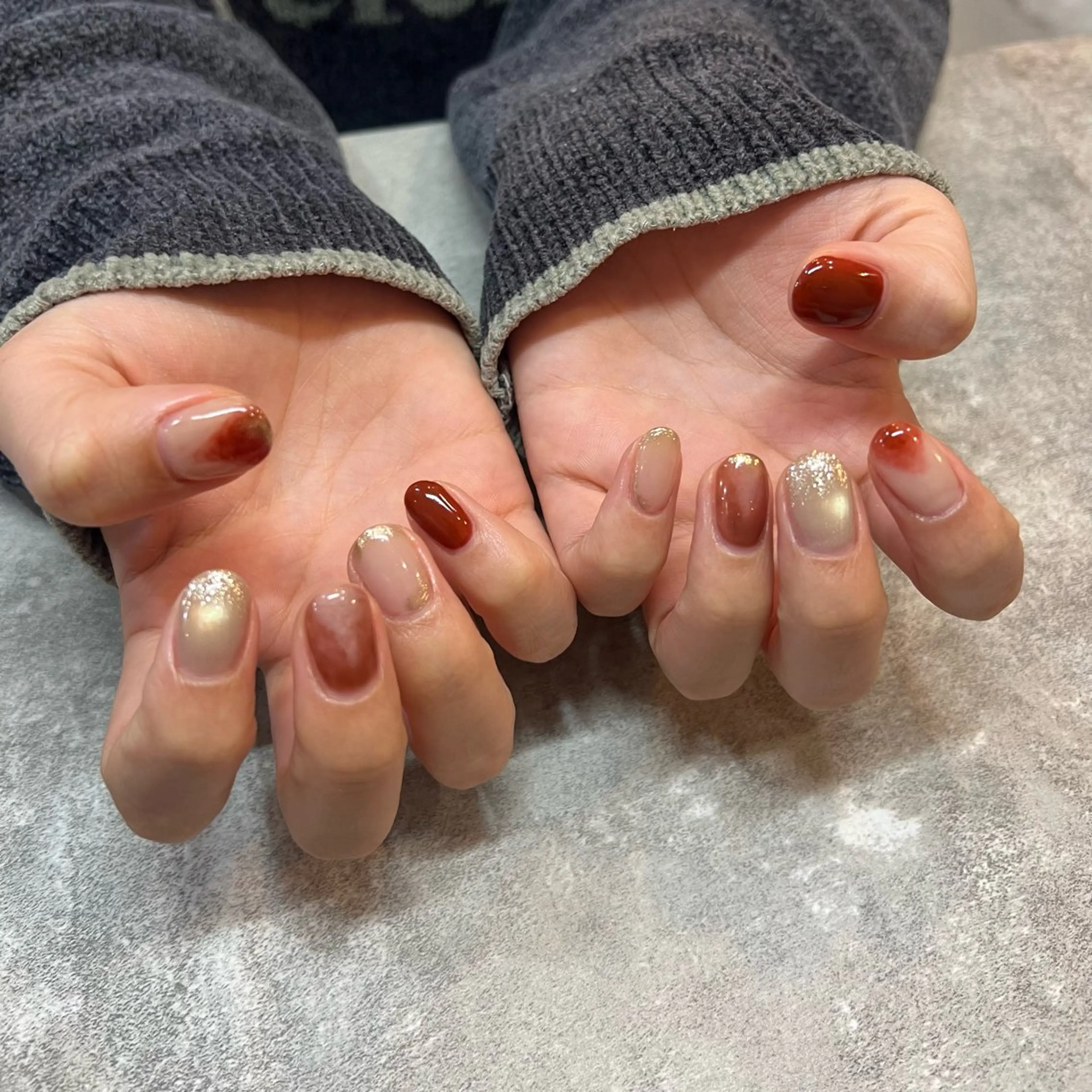 ネイル ラメ(グリッター) ラメグラデーション マグネットネイル ミラーネイル Chula nail .suzukaのネイルデザイン