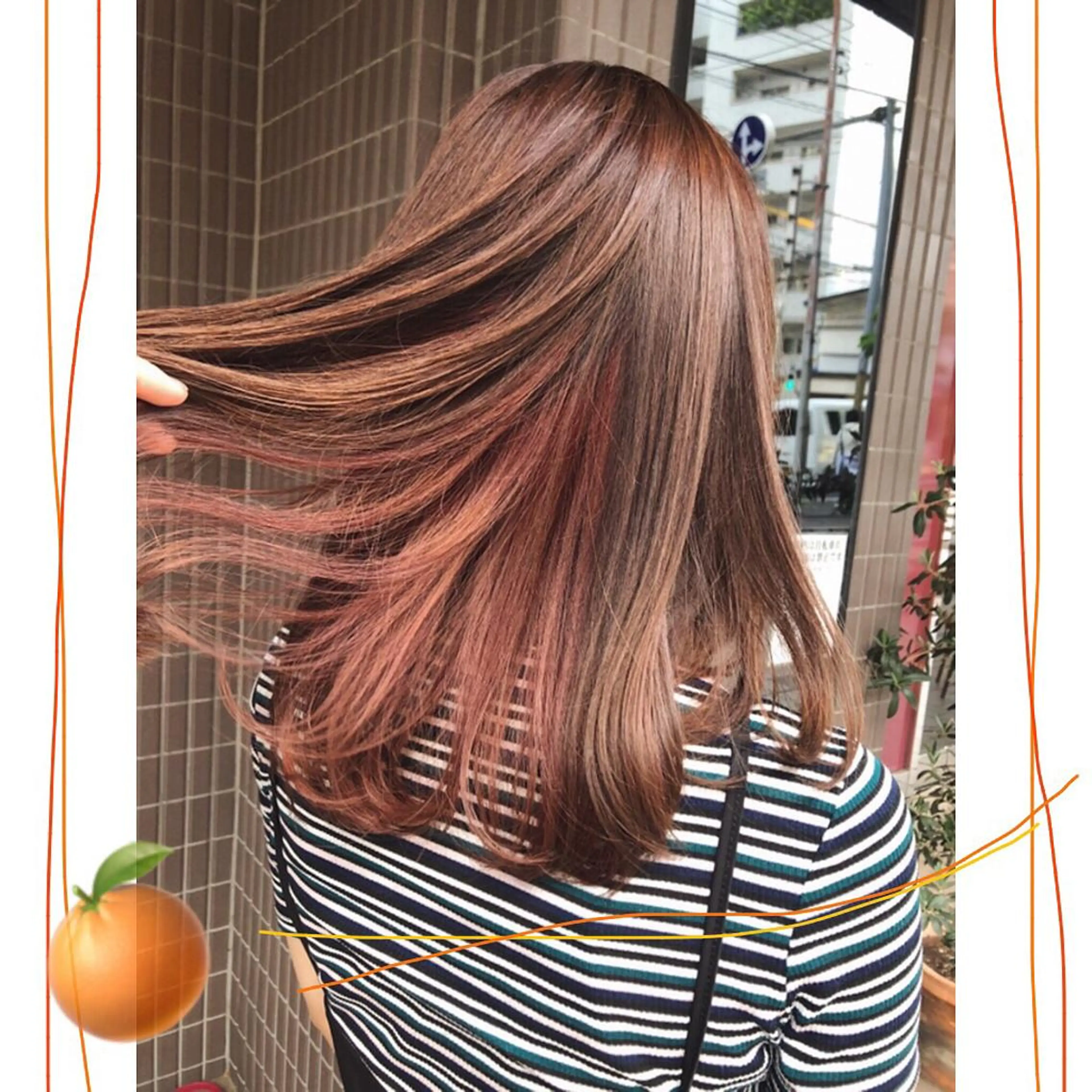 カラー オレンジ 後藤 陽花子のヘアスタイル