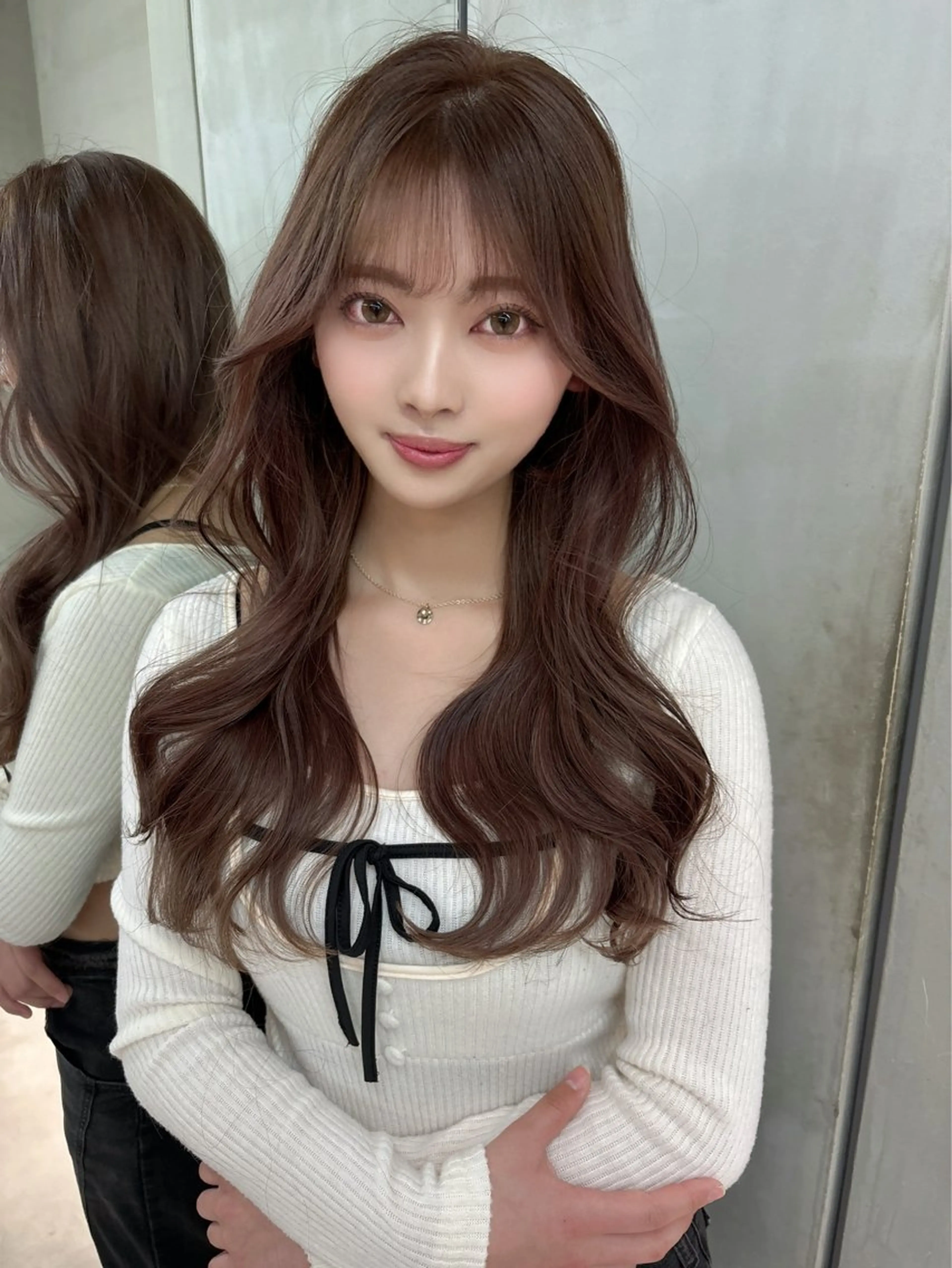 セミロング カラー 透明感カラー ボブ 顔まわりレイヤー 韓国風ヘア レイヤーカット 【美髪矯正) 縮毛矯正吉村　清志のヘアスタイル