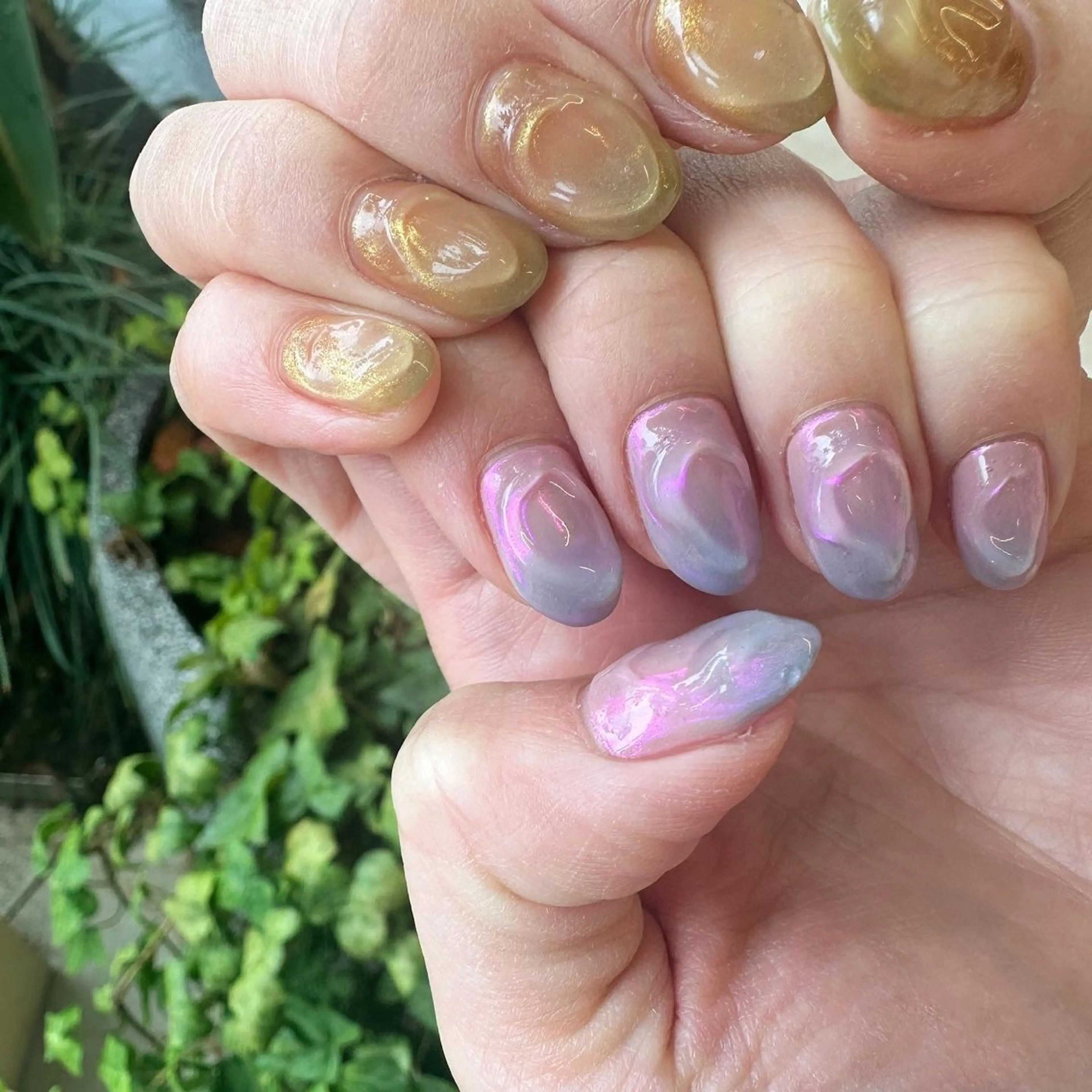 ネイル オーロラネイル クリアネイル 氷ネイル・うるうるネイル 韓国ネイル ミラーネイル 🪞KAPE NAIL 🪞のネイルデザイン