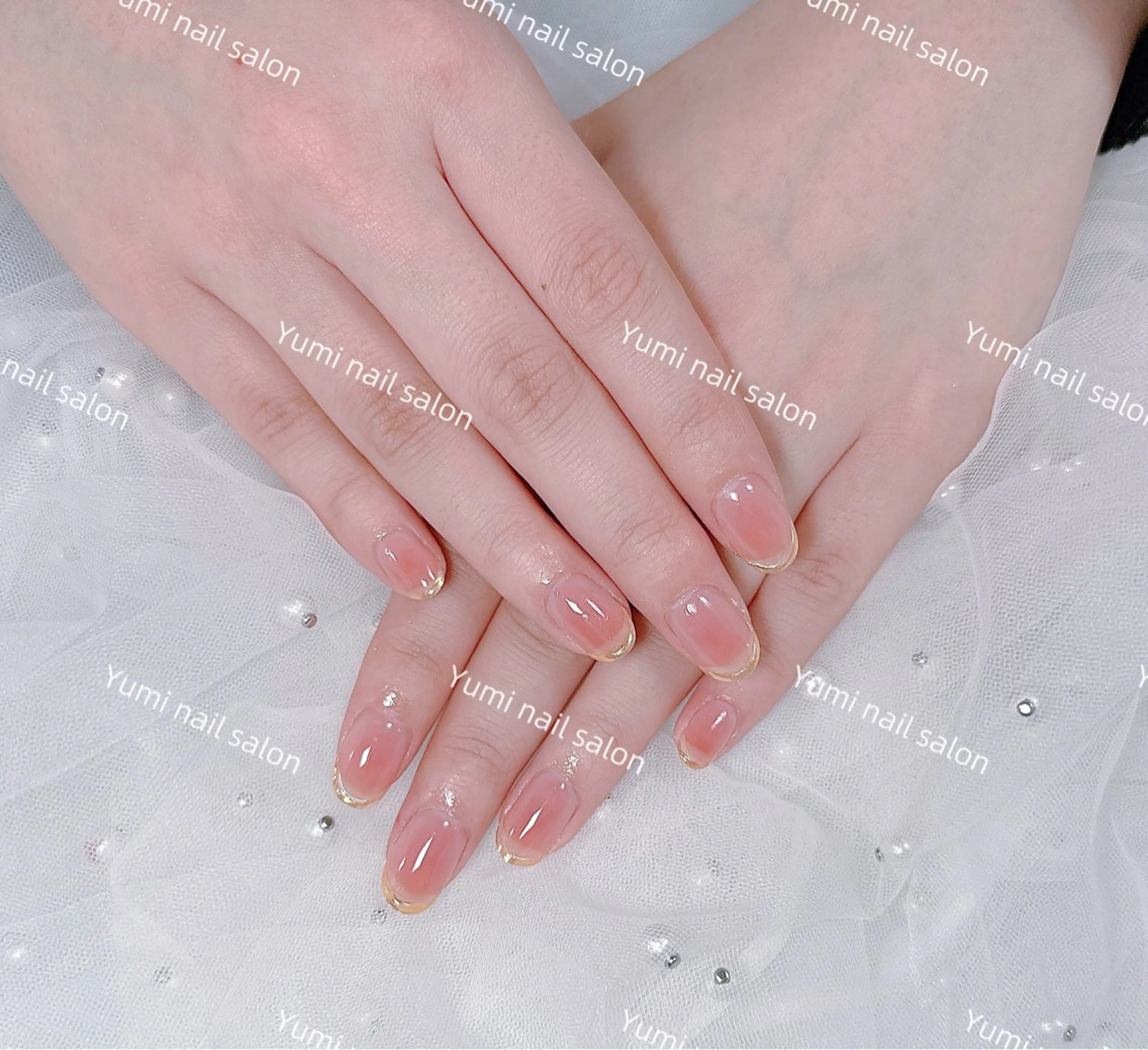 ネイル ハンドネイル Yumi ジェル& チップ長さだしのネイルデザイン