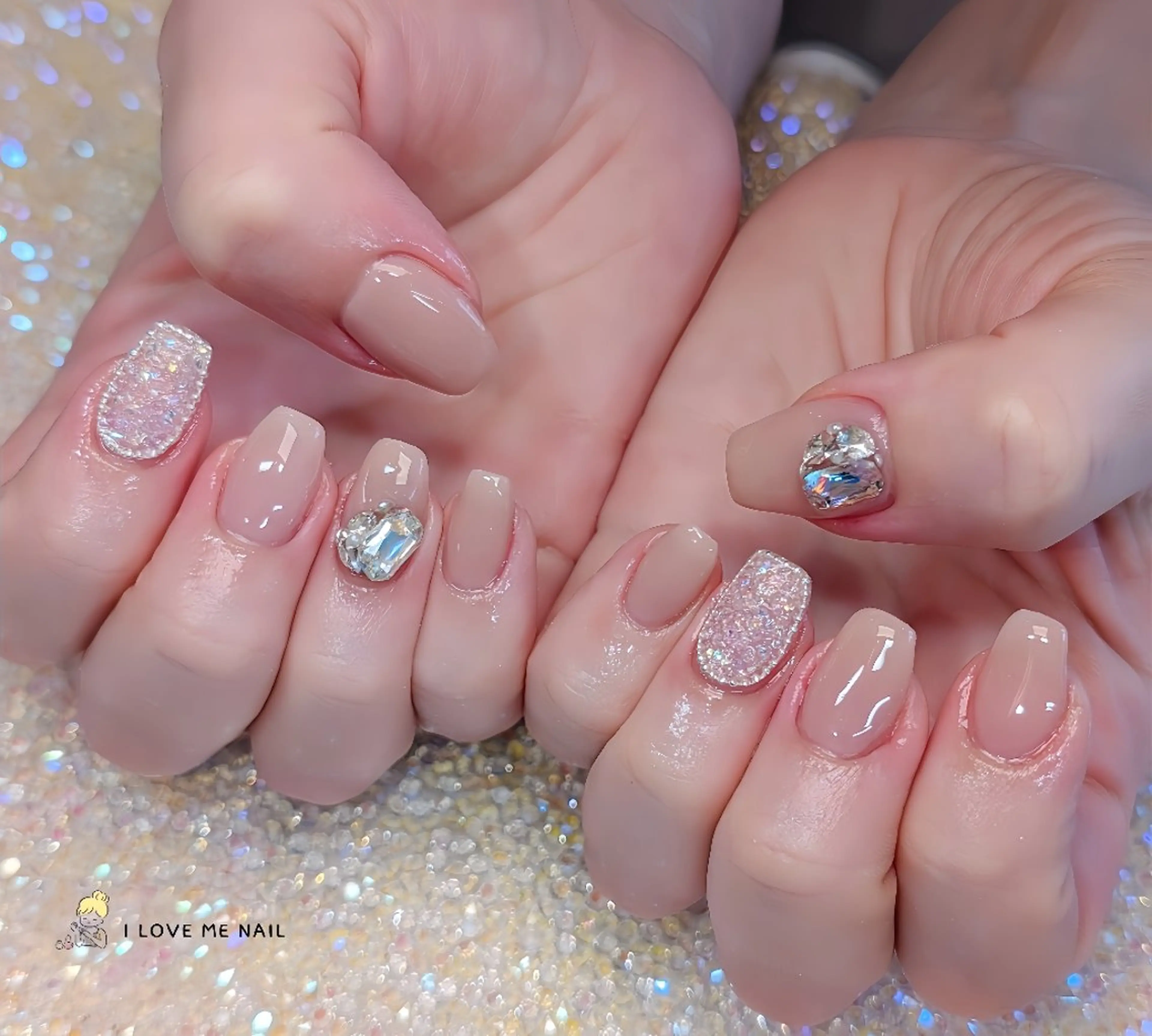 ネイル 長さ出し ジェルネイル ハート 韓国ネイル マグネットネイル ハンドネイル I LOVE ME  NAIL.。.:*♡のネイルデザイン