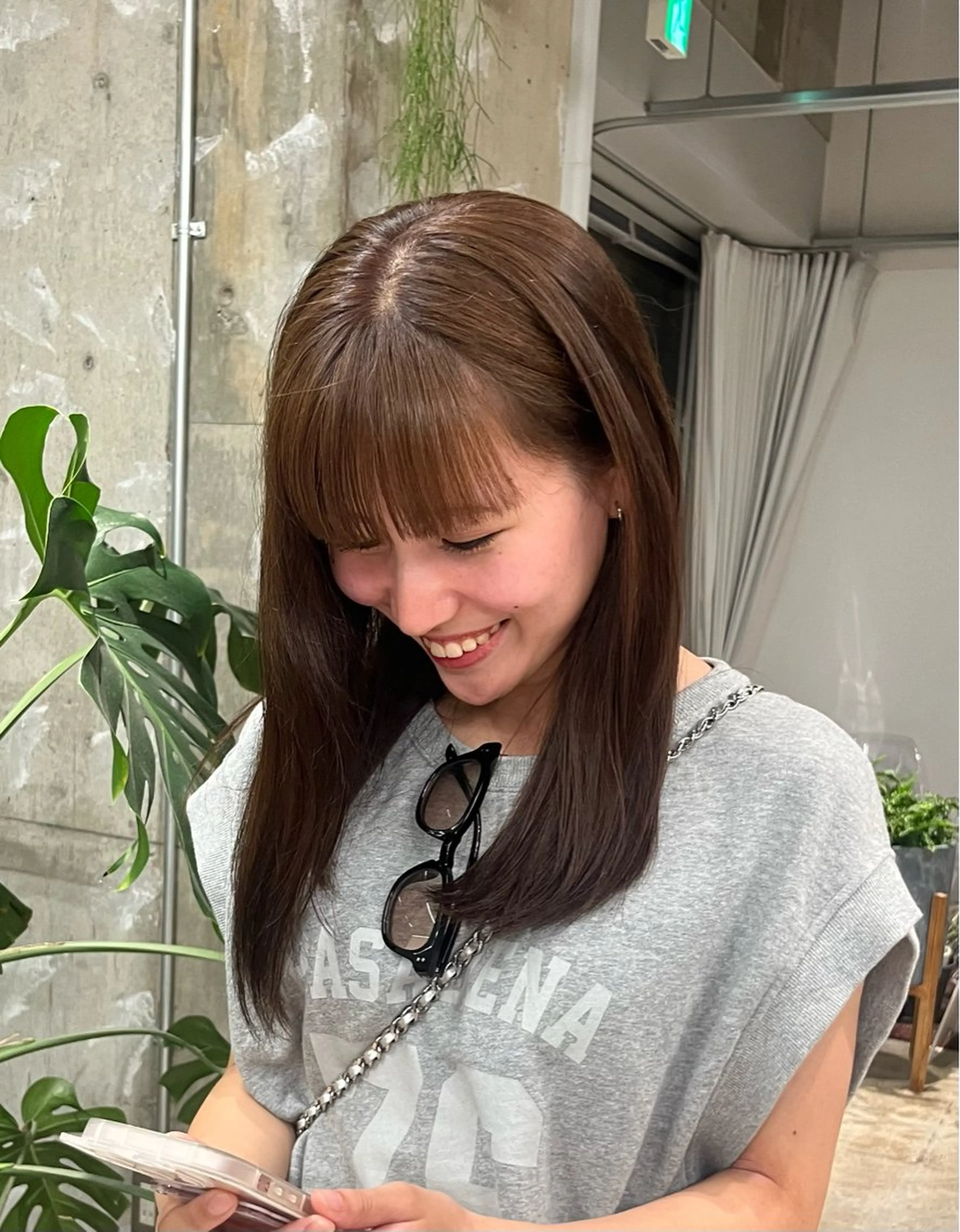 カラー ブリーチ ブラウンカラー 透明感カラー piilo なかじませりなのヘアスタイル