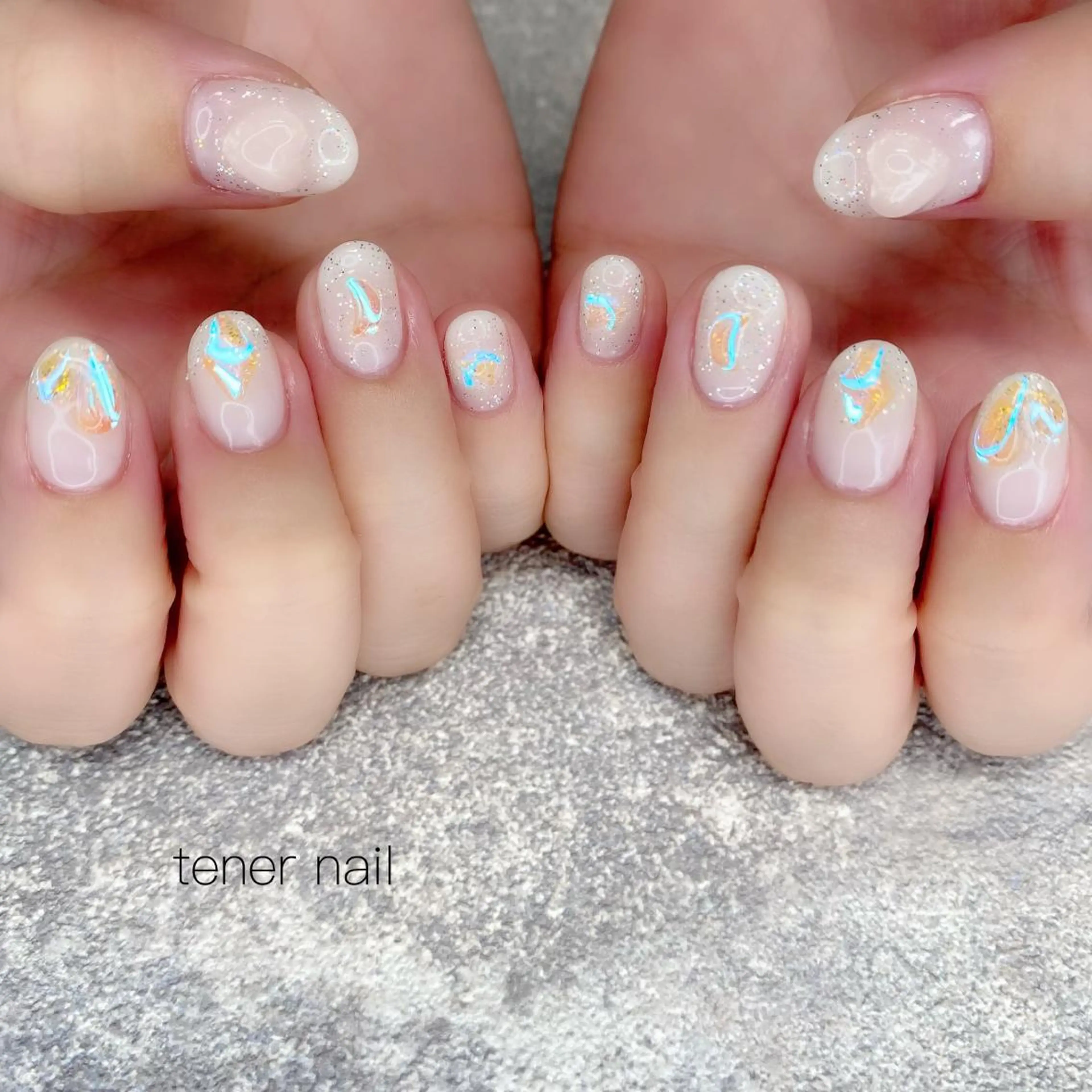 ネイル オーロラネイル ハート UVネイル tener  nail  テネルネイル所属・テネルネイル tener nailのネイルデザイン