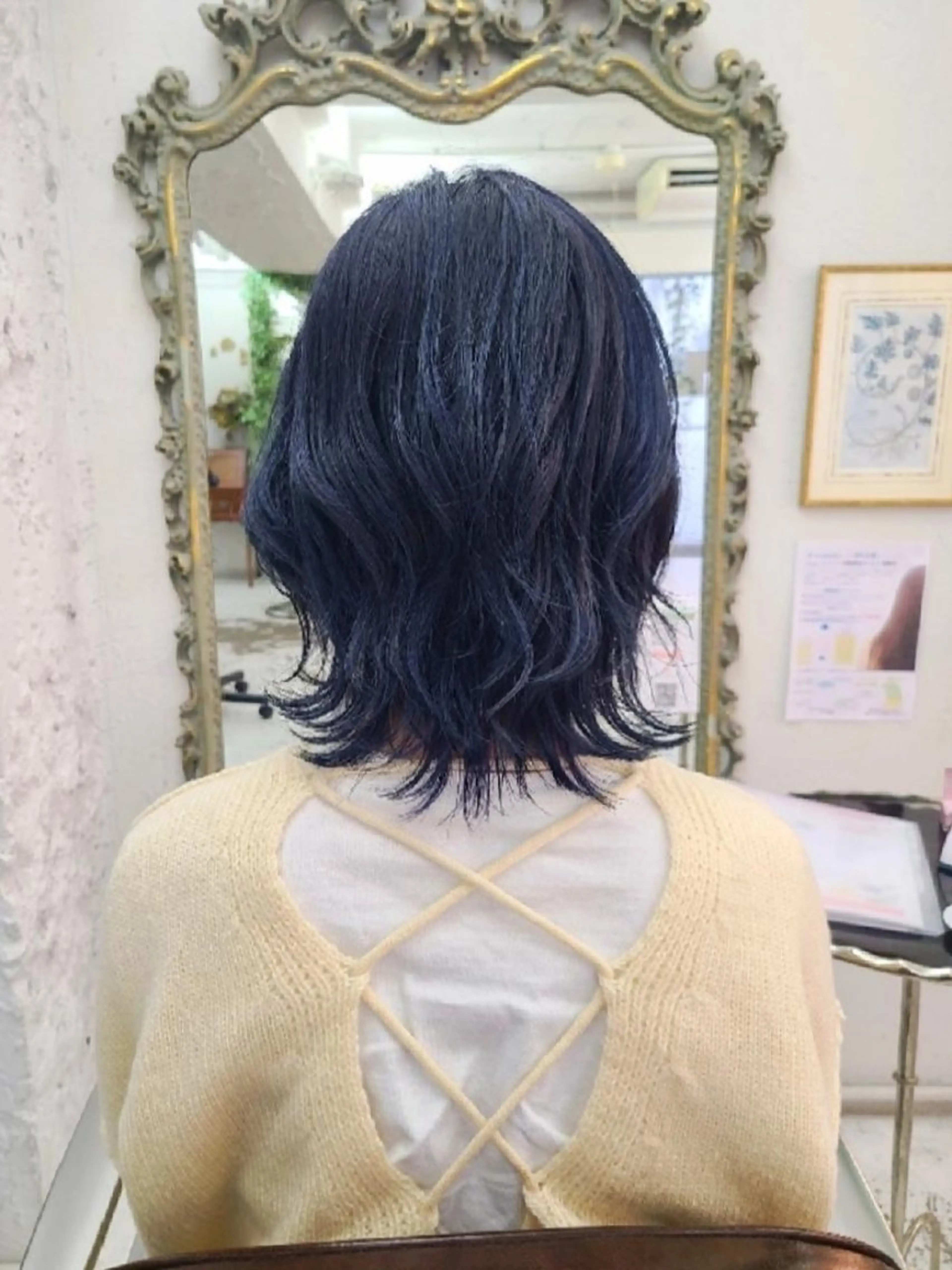 ミディアム カラー ベージュカラー ブリーチ ネイビーカラー オレンジ ヘアカラー 【縮毛矯正/髪質改善 カラー】yumiのヘアスタイル