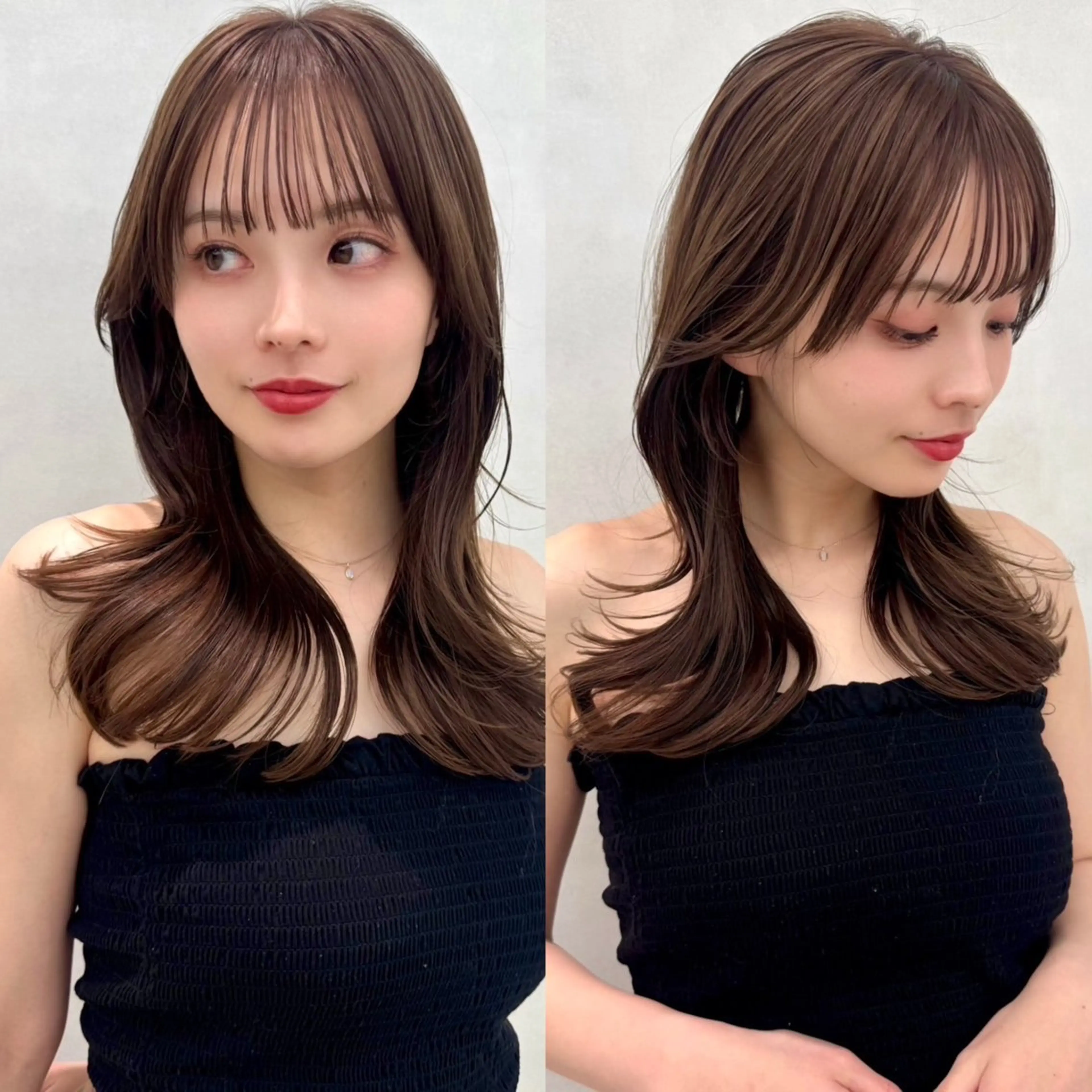 セミロング カット 学割🍒韓国風カット 縮毛矯正市川悟のヘアスタイル