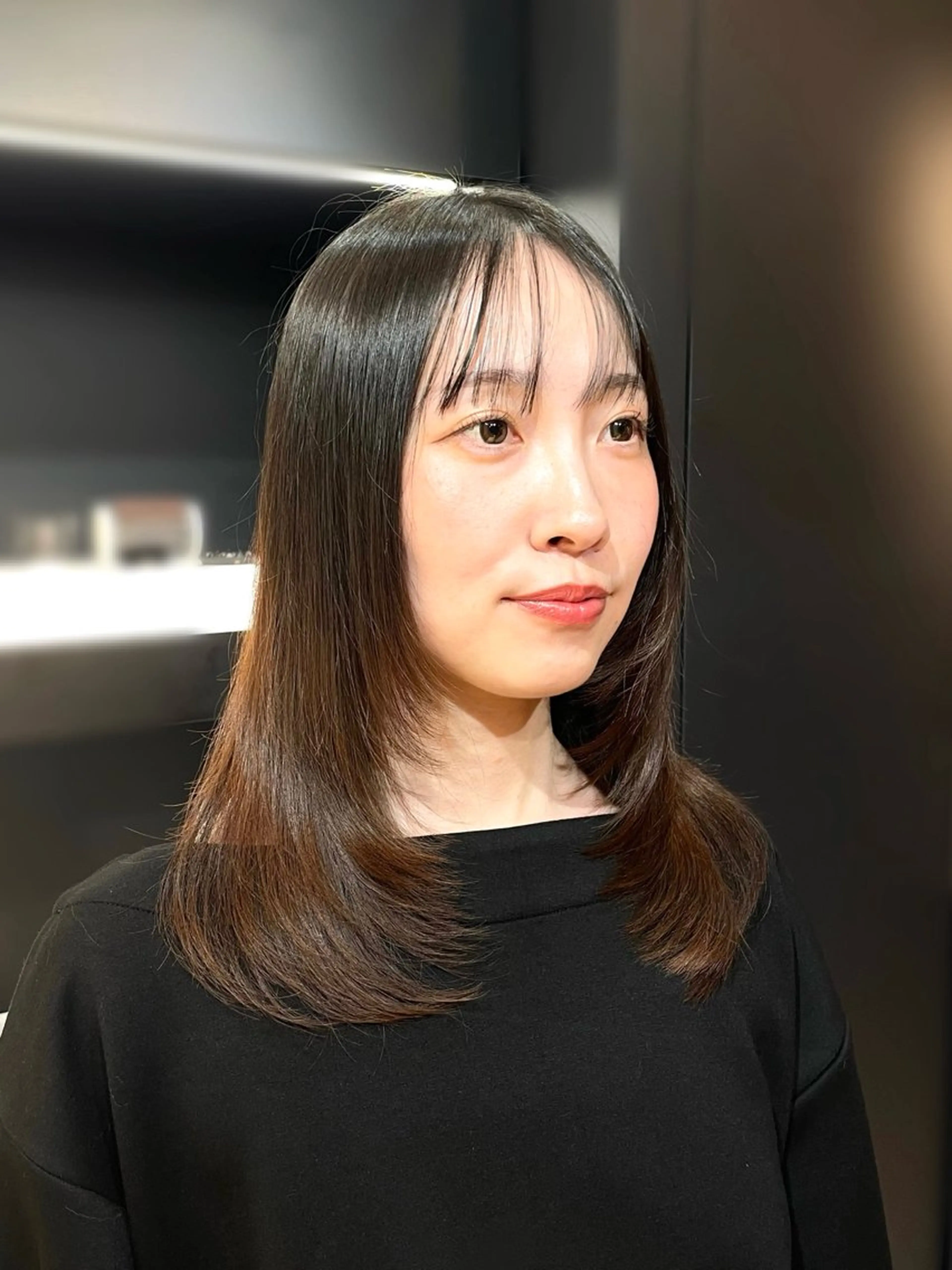 セミロング 顔まわりレイヤー レイヤーカット 無料カットモデル募集 /　 Juanのヘアスタイル