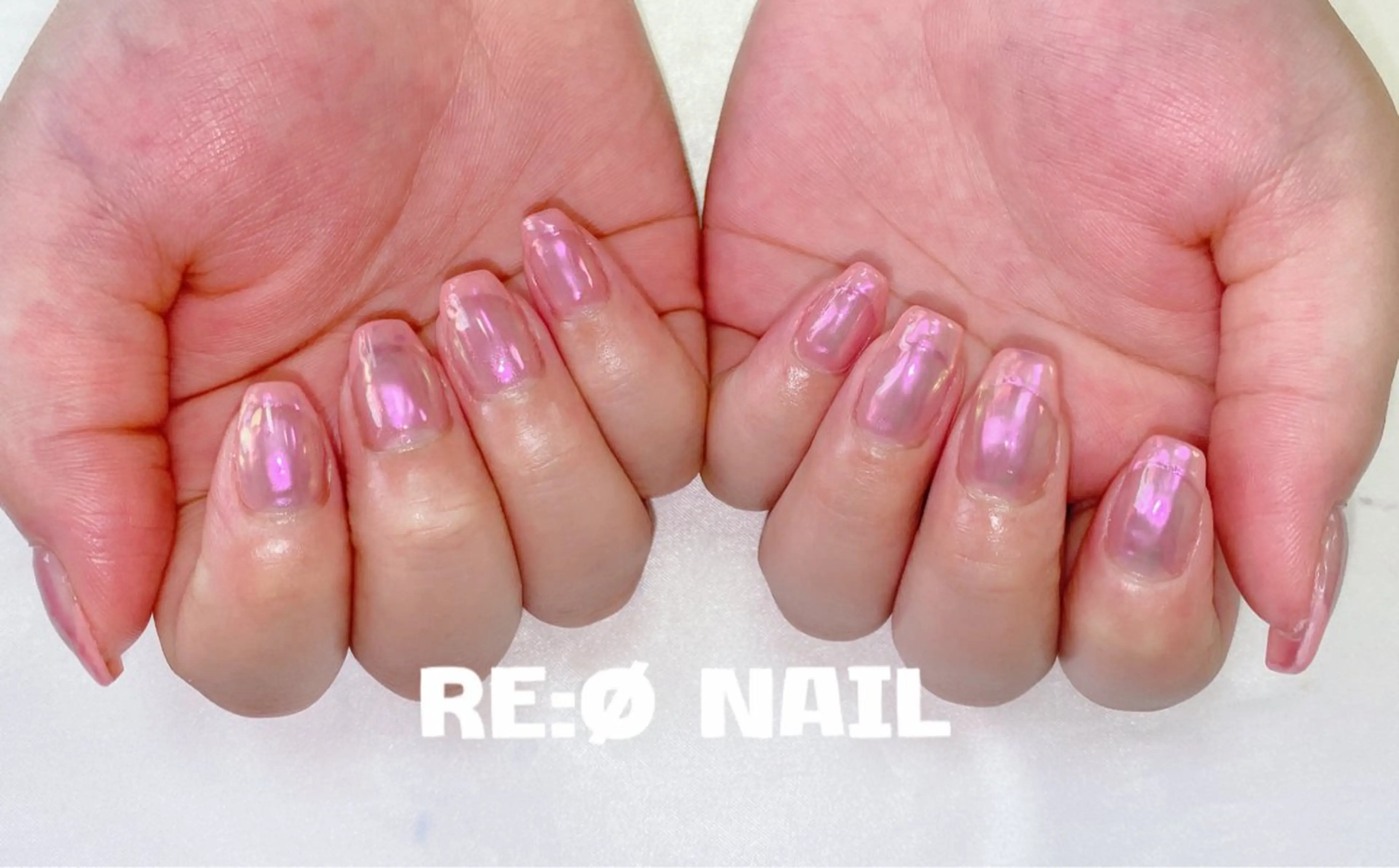 ネイル オーロラネイル ピンク ハンドネイル Re:Ø nail 🩵TSUJIのネイルデザイン
