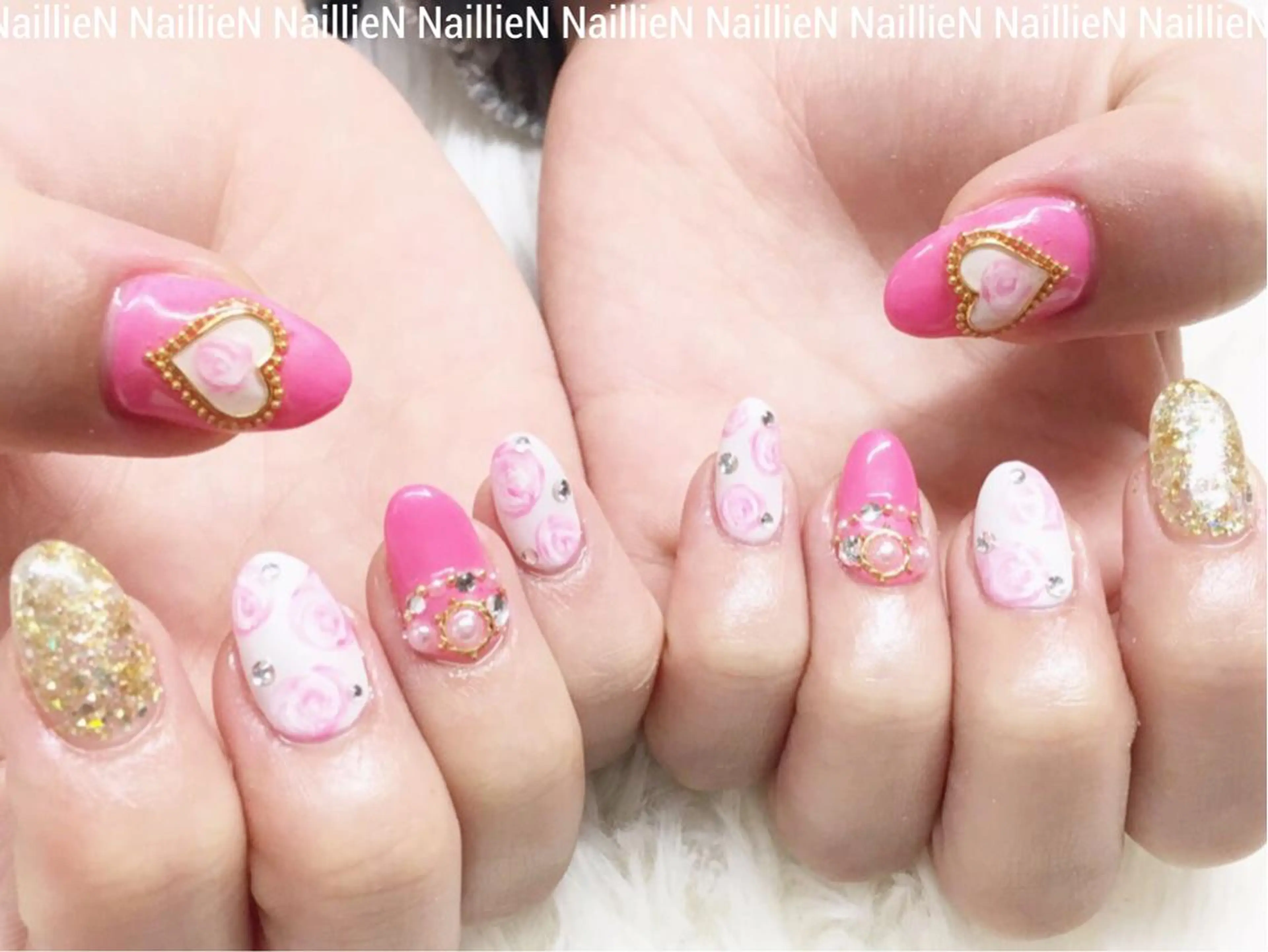 ネイル ガーリー ピンク Nail lieNのネイルデザイン