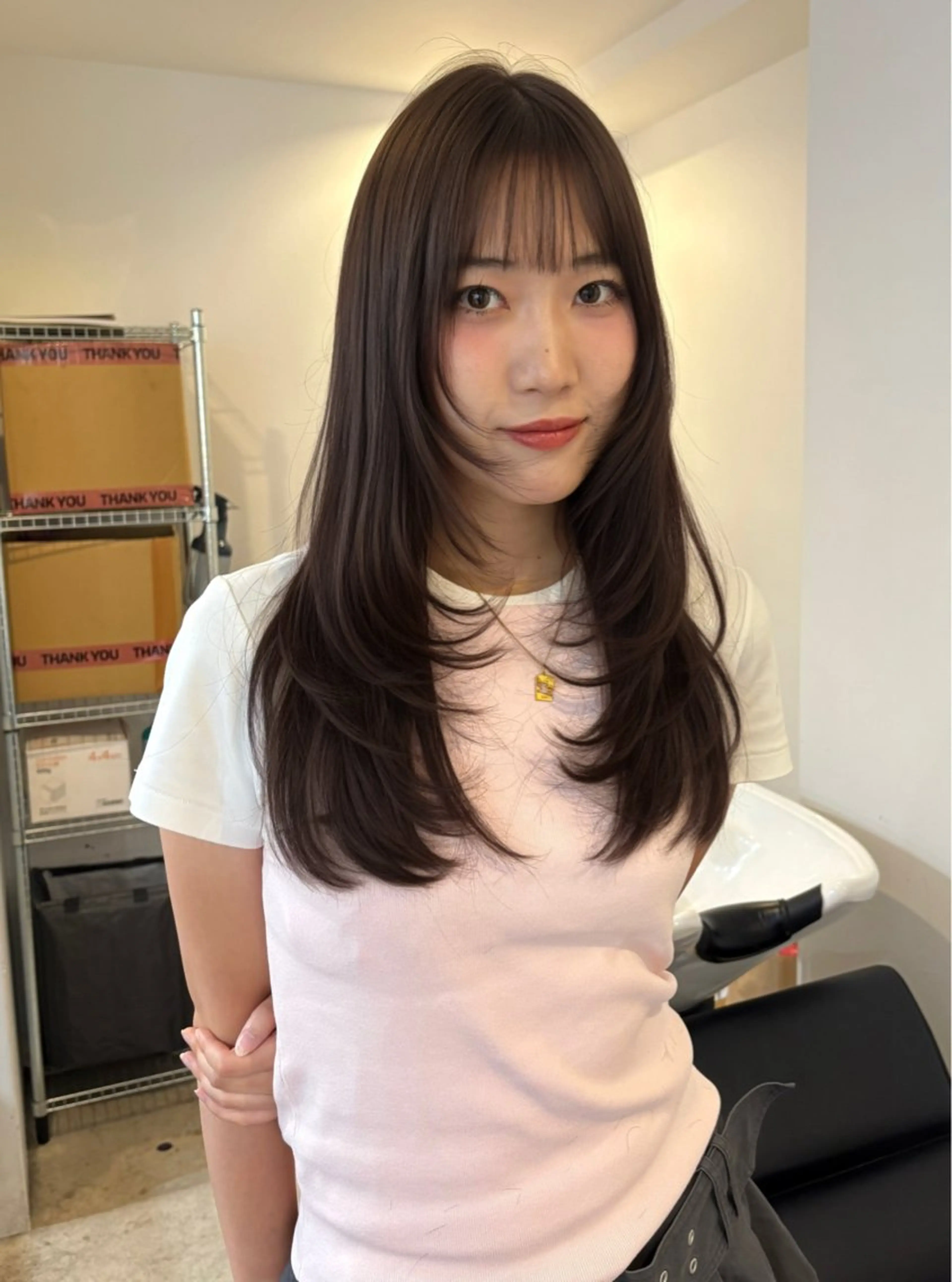 セミロング カラー kanami /ブリーチなし暖色のヘアスタイル