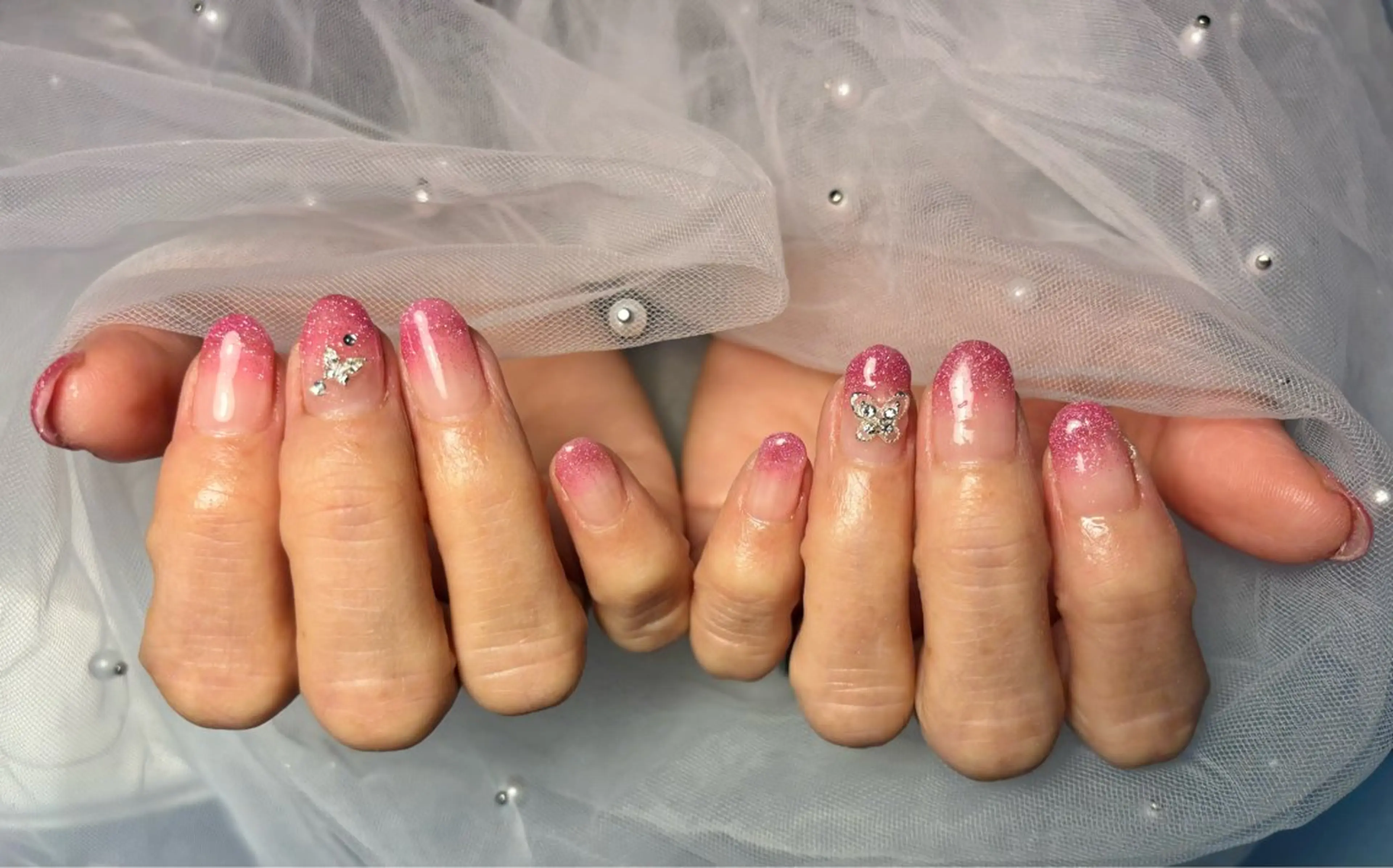 ネイル フラッシュネイル フットネイル フレンチネイル ジェルネイル ガラスフレンチ ハンドネイル Nail salon Natulalのネイルデザイン