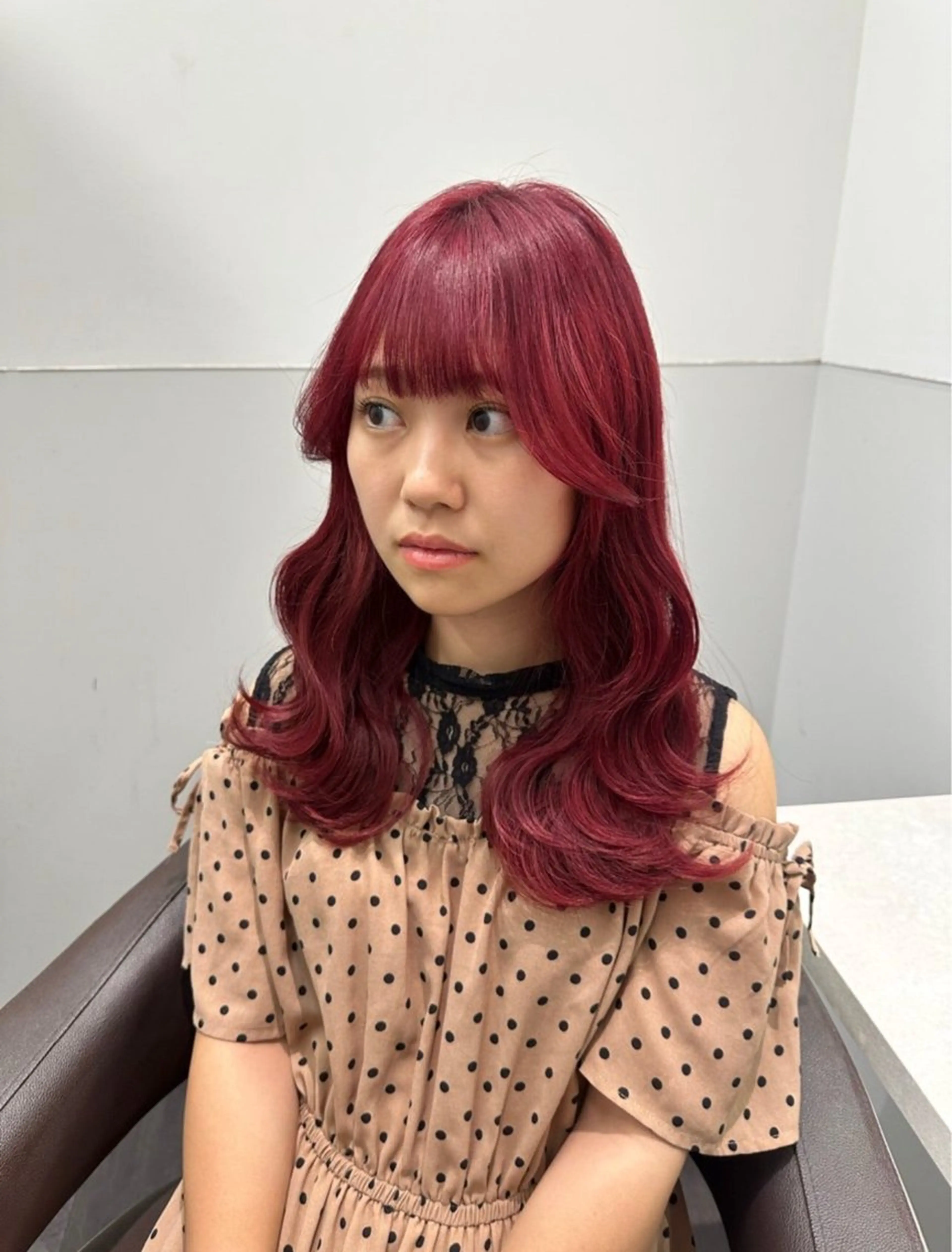 セミロング カラー ブリーチ ケアブリーチ ダブルカラー ハイトーンカラー レッドカラー ヘアカラー トリートメント salowin原宿iori所属・💋ハイトーンデザイ ンヘア💋A'nyuのヘアスタイル