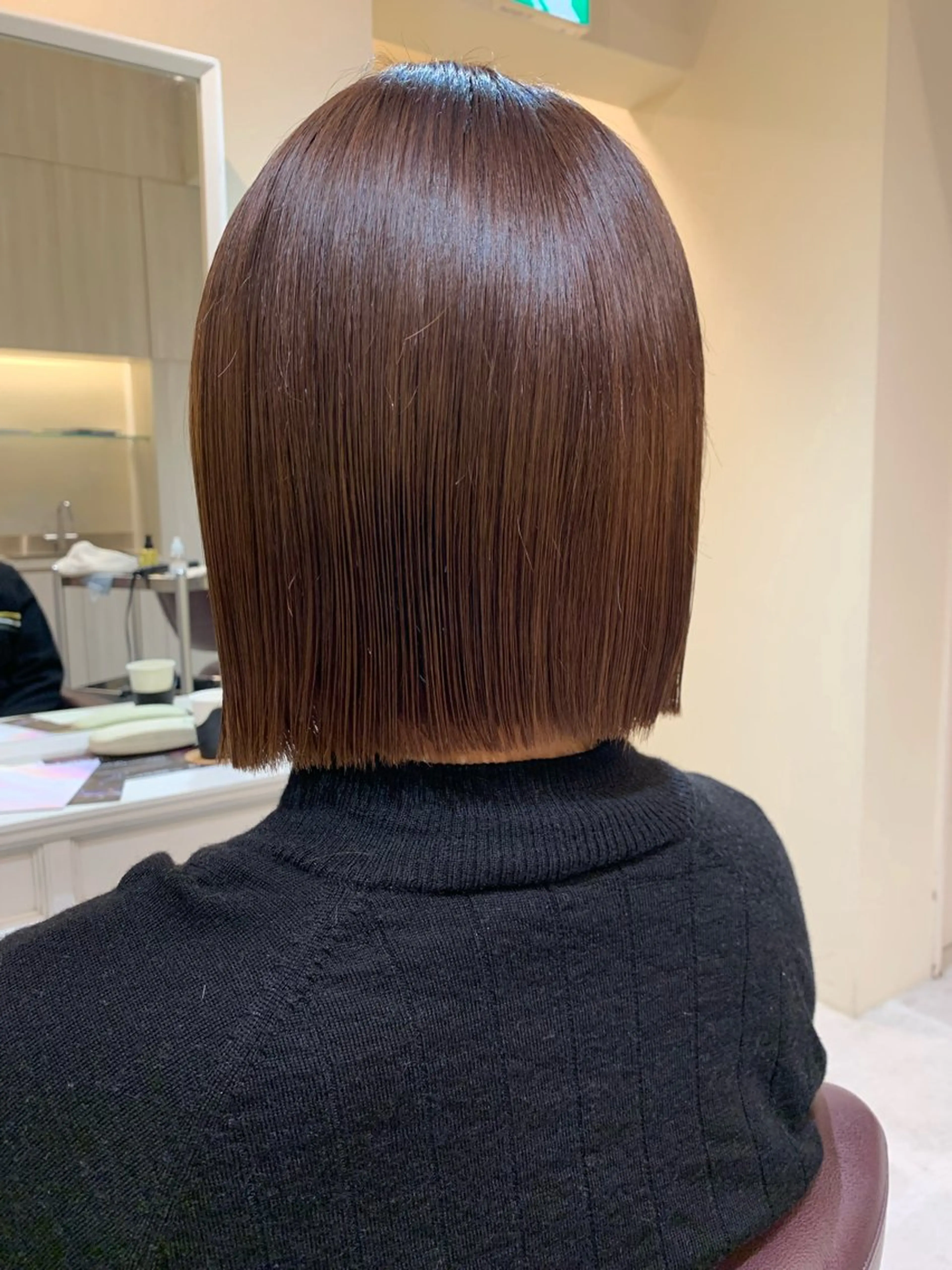 ミディアム カラー 切りっぱなしボブ ブラウンカラー ココアブラウン ボブ カット ヘアカラー トリートメント mulum hair dressing salon所属・Yuuki🌷名古屋 栄　ベージュ/カラーのヘアスタイル