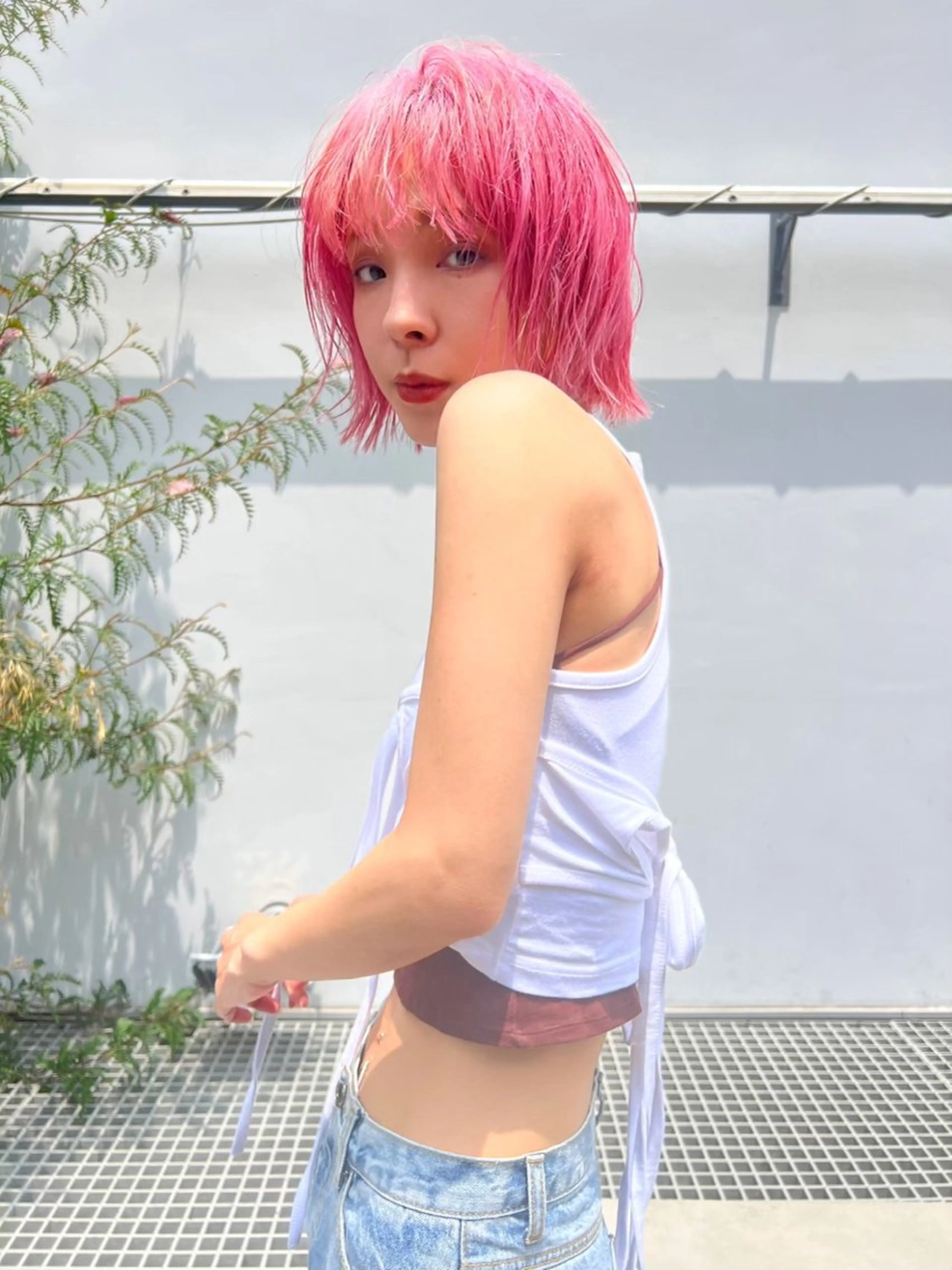 ショート カラー ピンクカラー MUSASHI ブリーチカラー◎のヘアスタイル