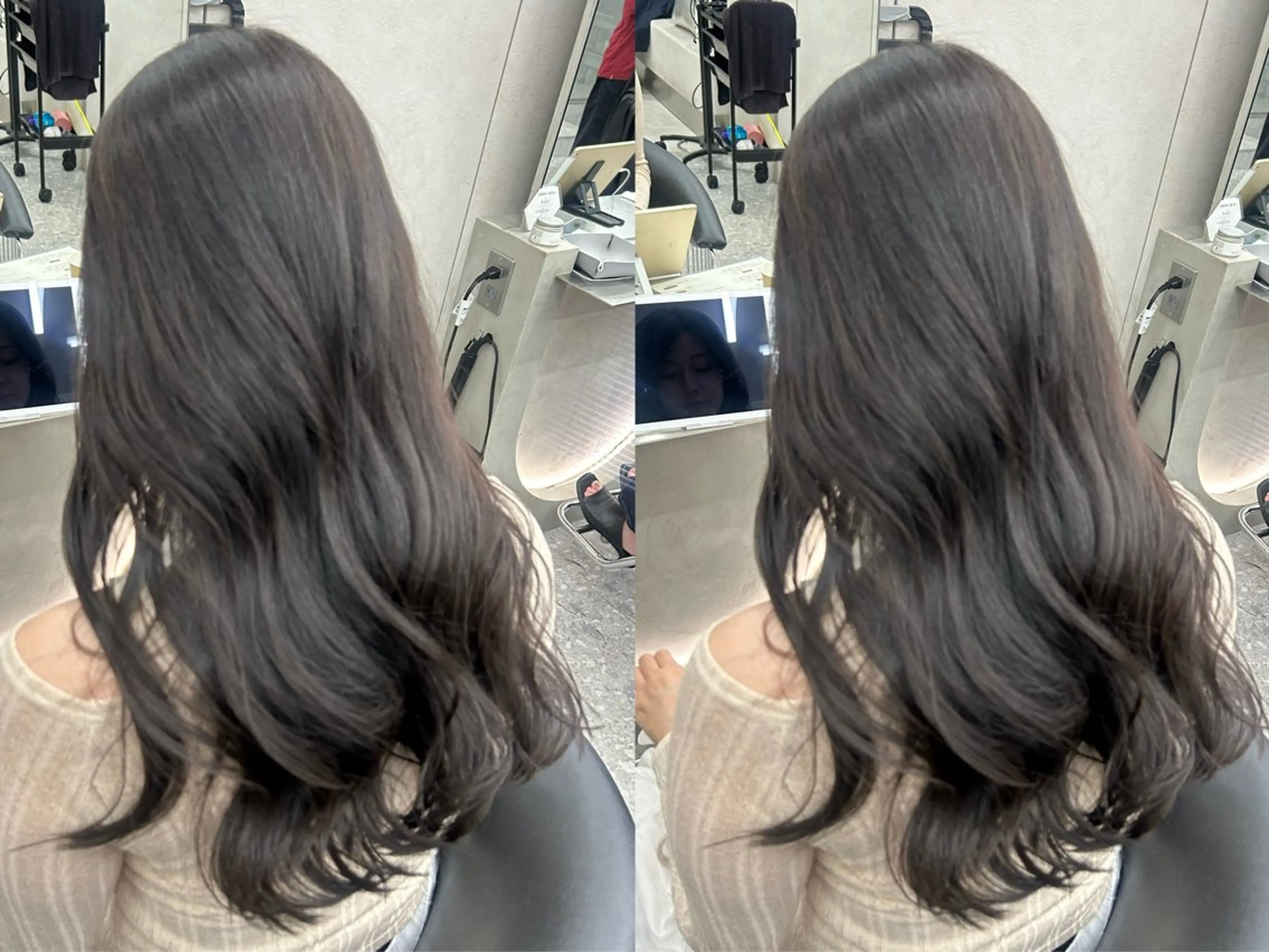 ミディアム ヘアアレンジ カット ヘアカラー トリートメント ふみか🎀 ベージュカラーのヘアスタイル