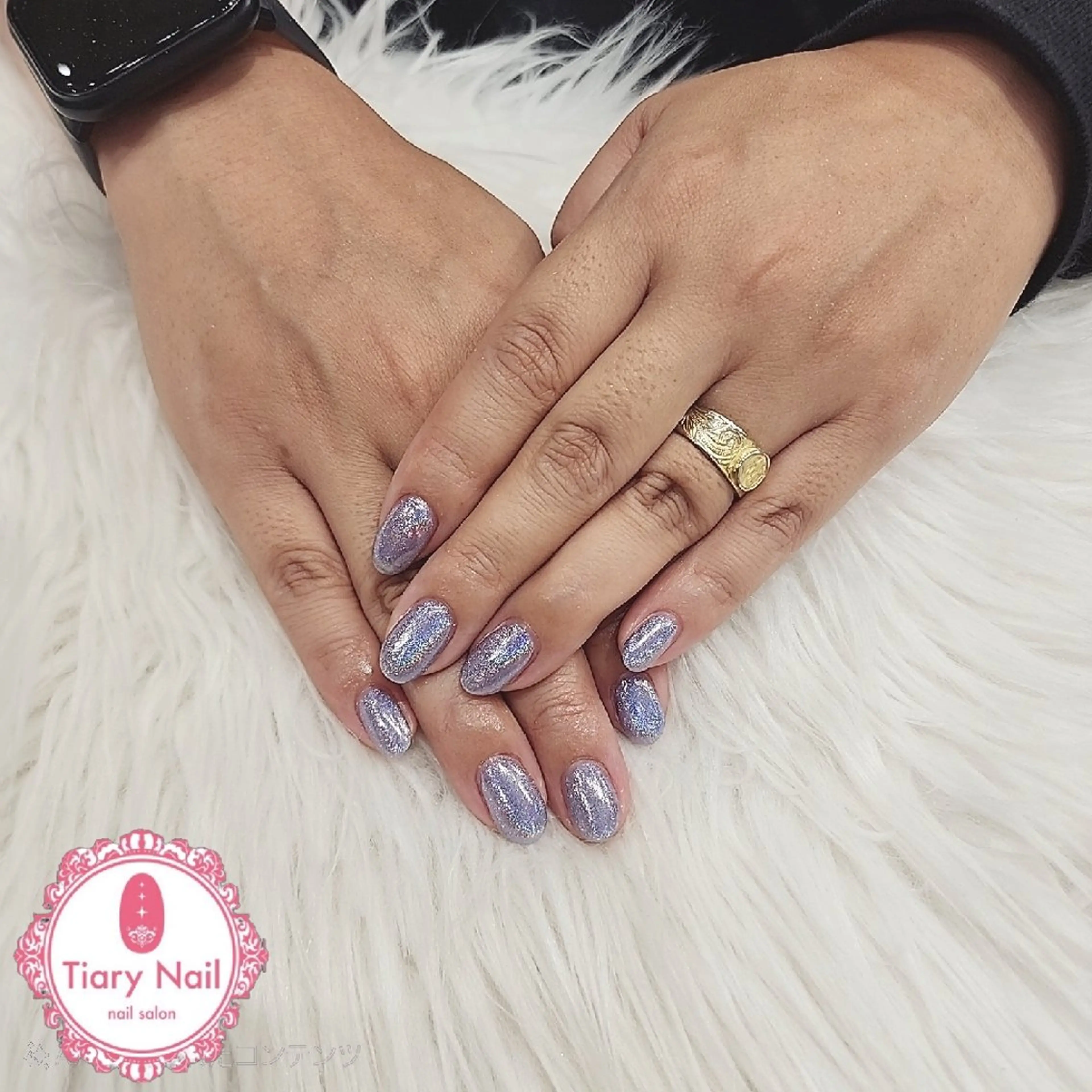 ネイル ハンドネイル 💙🤍Tiary M🤍💙のネイルデザイン