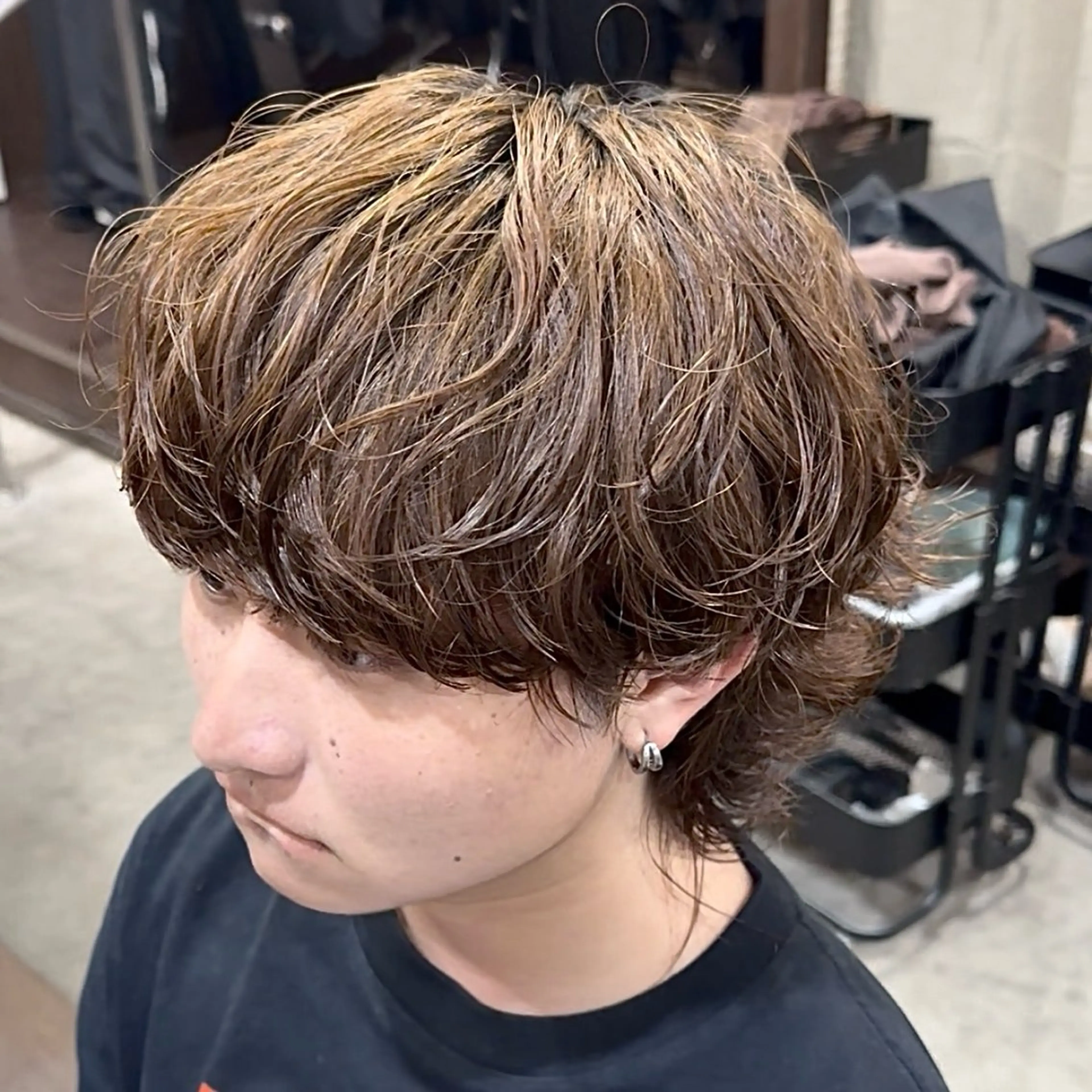 パーマ メンズ メンズウルフカット ウルフカット カット パーマ 波巻き|シャドウ| サーフカール|RYUのヘアスタイル
