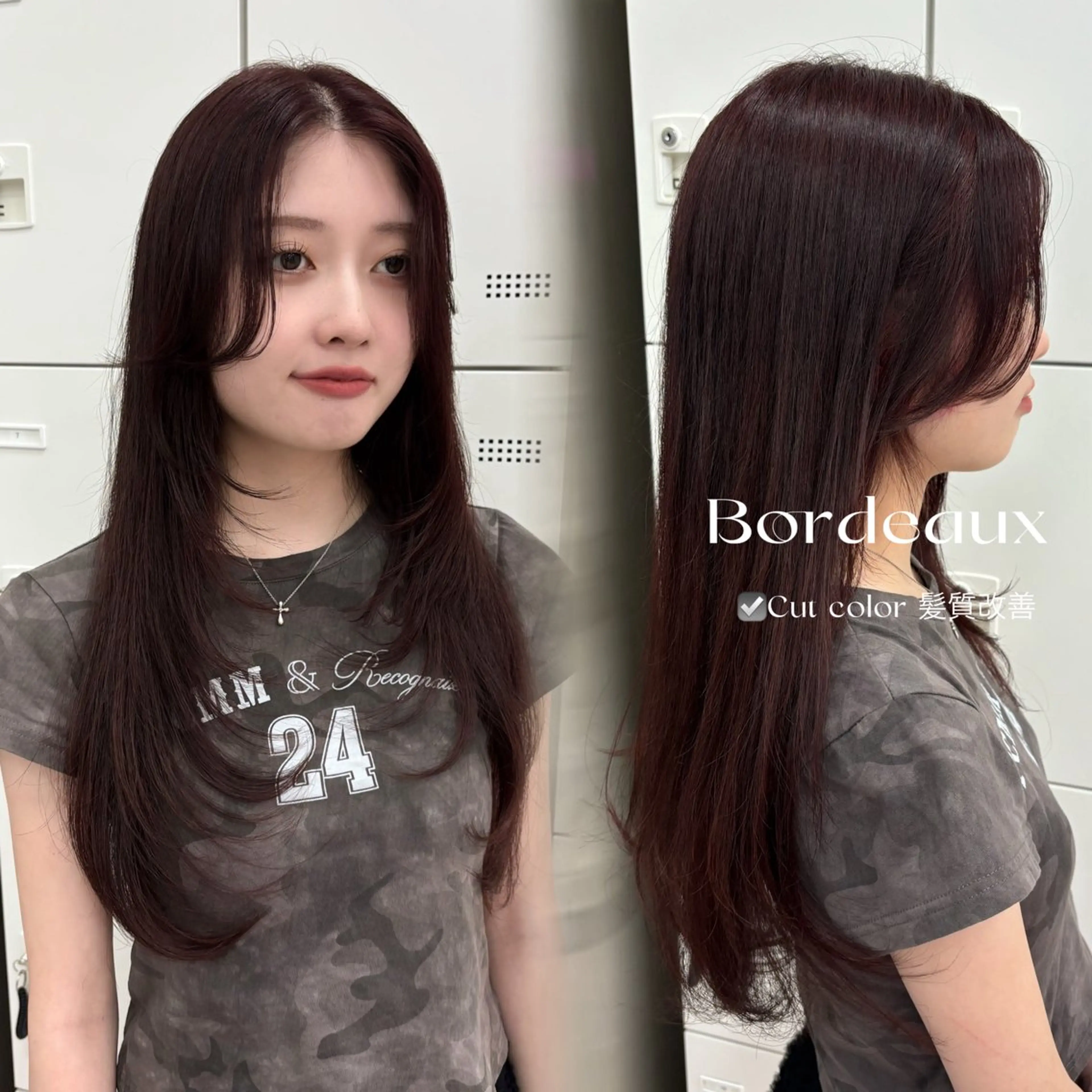 ロング カラー 韓国レイヤー ハッシュカットのヘアスタイル