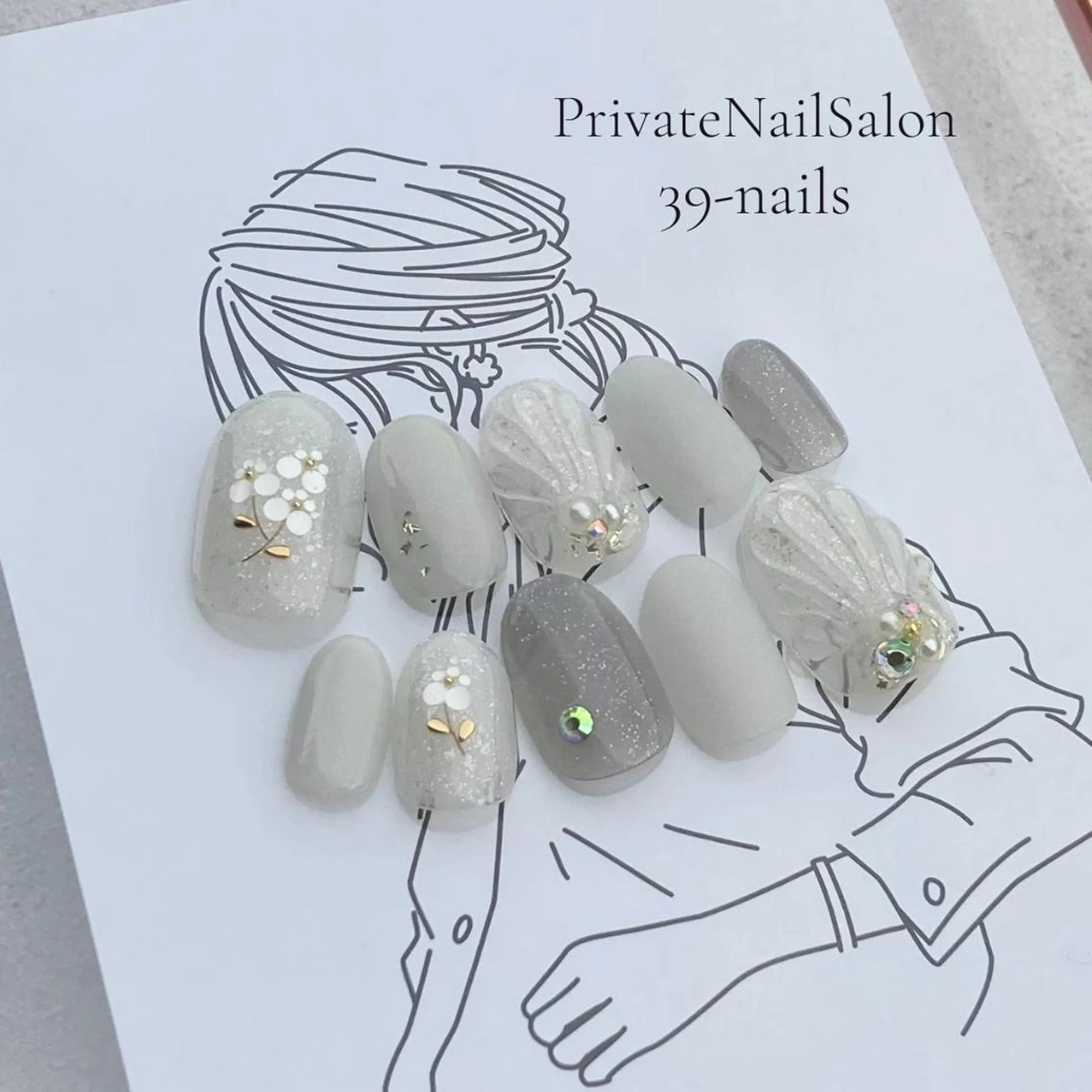 ネイル 成人式 ジェルネイル パラジェル ぷっくりネイル ブライダルネイル 39-nails EharaMikuのネイルデザイン