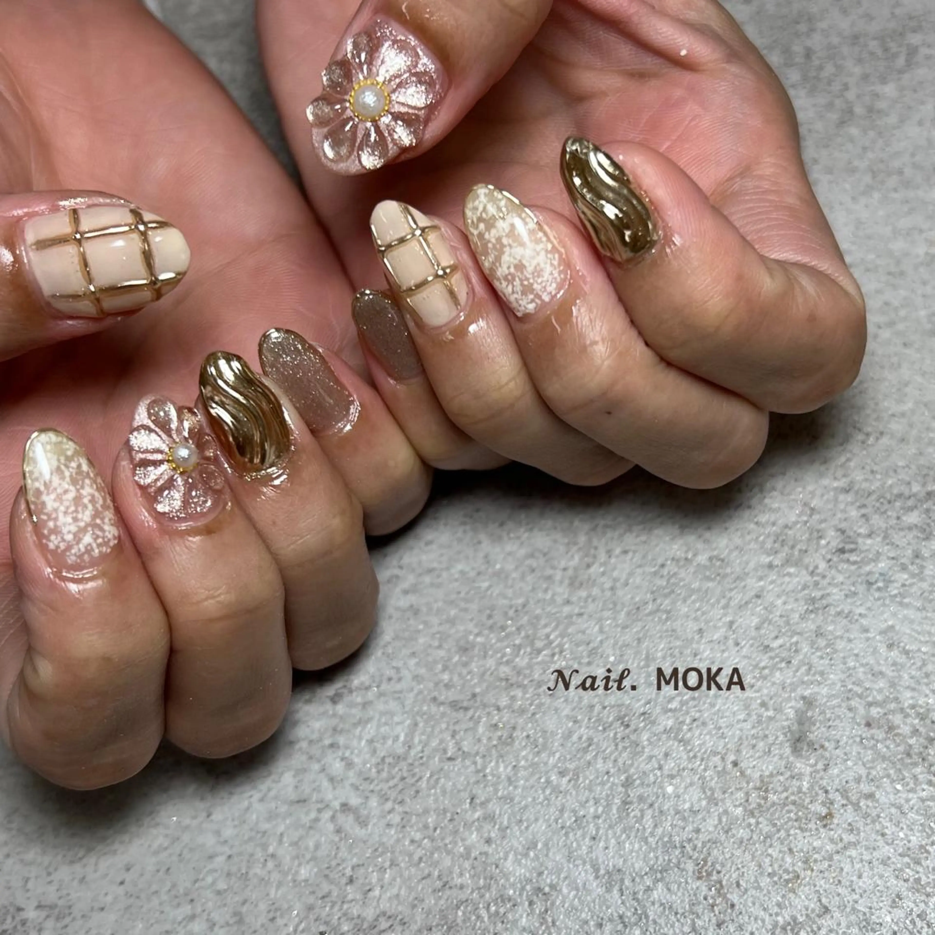ネイル フラワーネイル ぷっくりネイル ハンドネイル nail salon MOKAのネイルデザイン