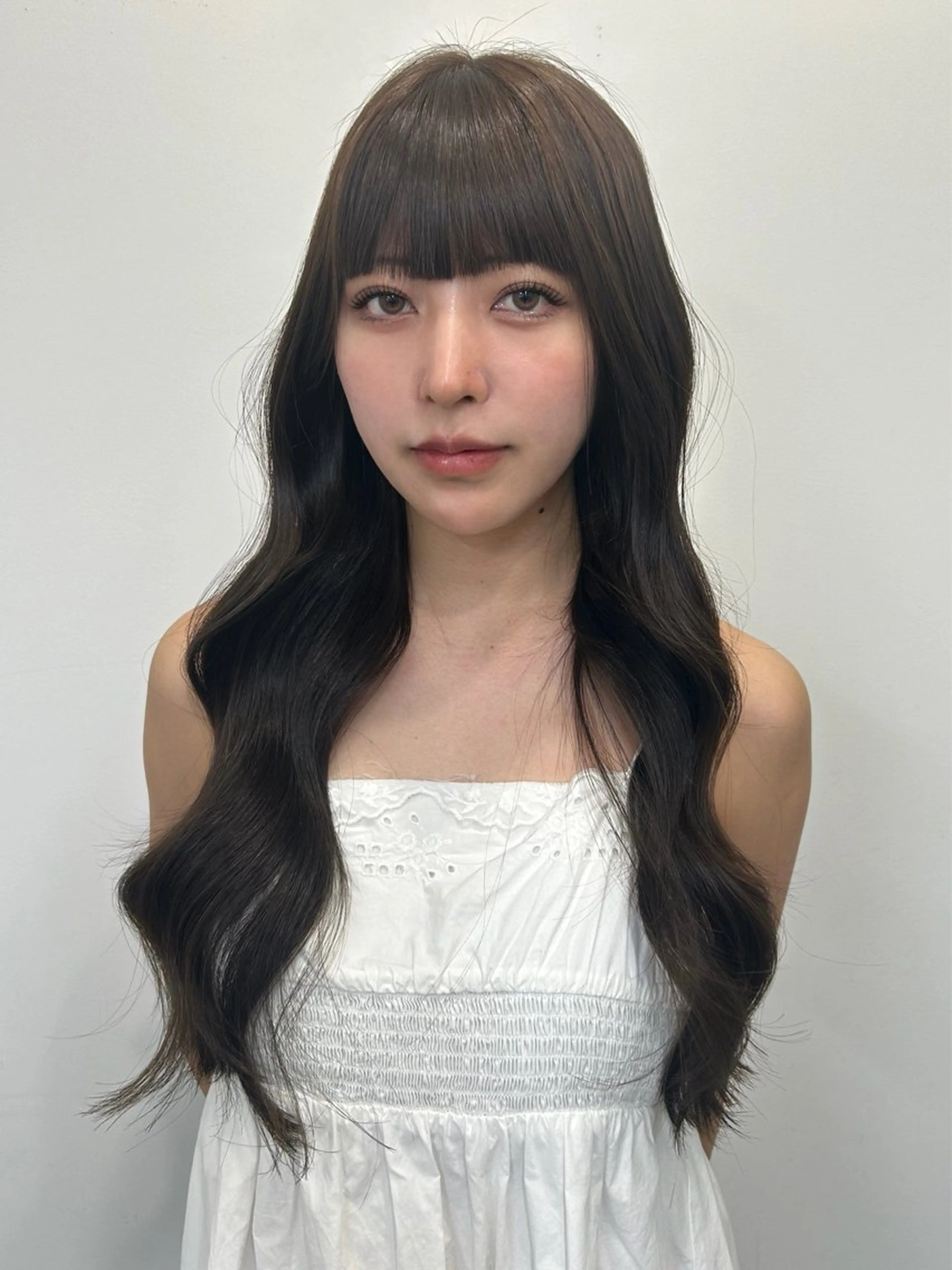 ロング カラー ボブ 顔まわりレイヤー 韓国風ヘア レイヤーカット ロング カット ヘアカラー トリートメント sunc所属・レイヤーカット ワンホンヘアそうたのヘアスタイル