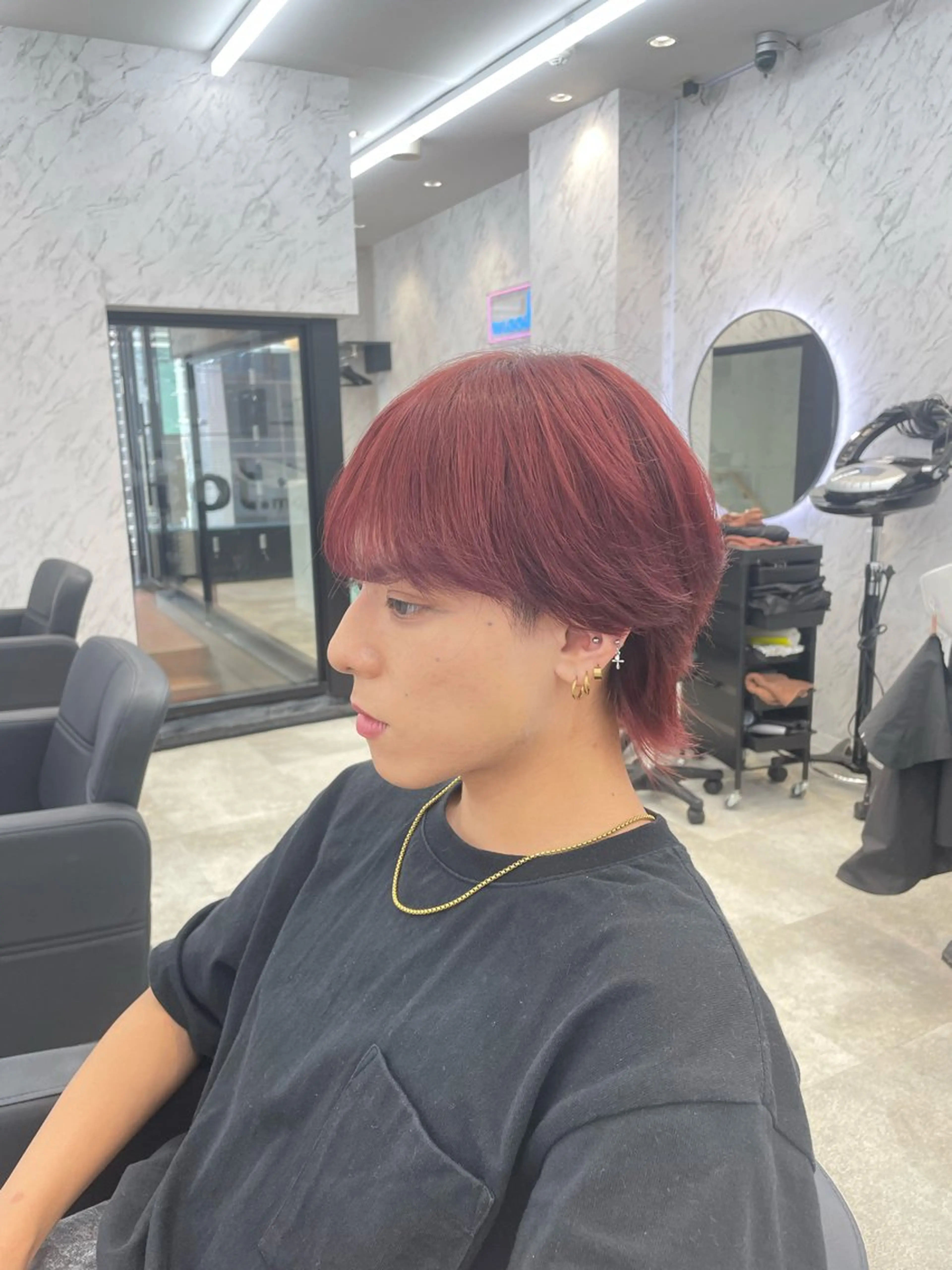 ショート カラー メンズ レッドカラー ヘアカラー hair salon dot. mooda 韓国風サロン 町田店所属・韓国風ヘア🎀🩶 /♡𝓝𝓸𝓪♡のヘアスタイル