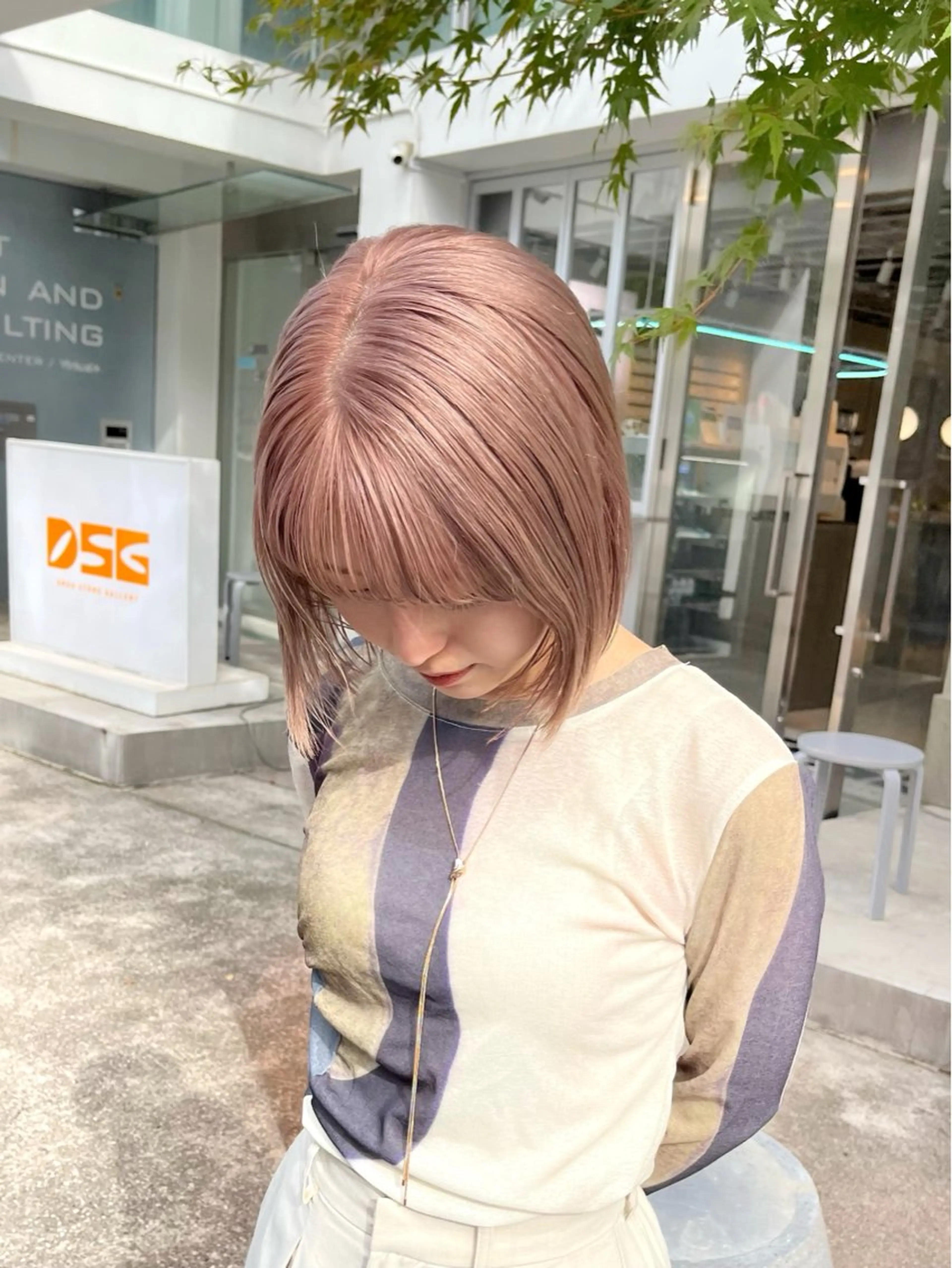ミディアム カラー ベージュカラー ピンクカラー ピンクベージュ ヘアカラー Lomalia 🤍🫧/makoのヘアスタイル