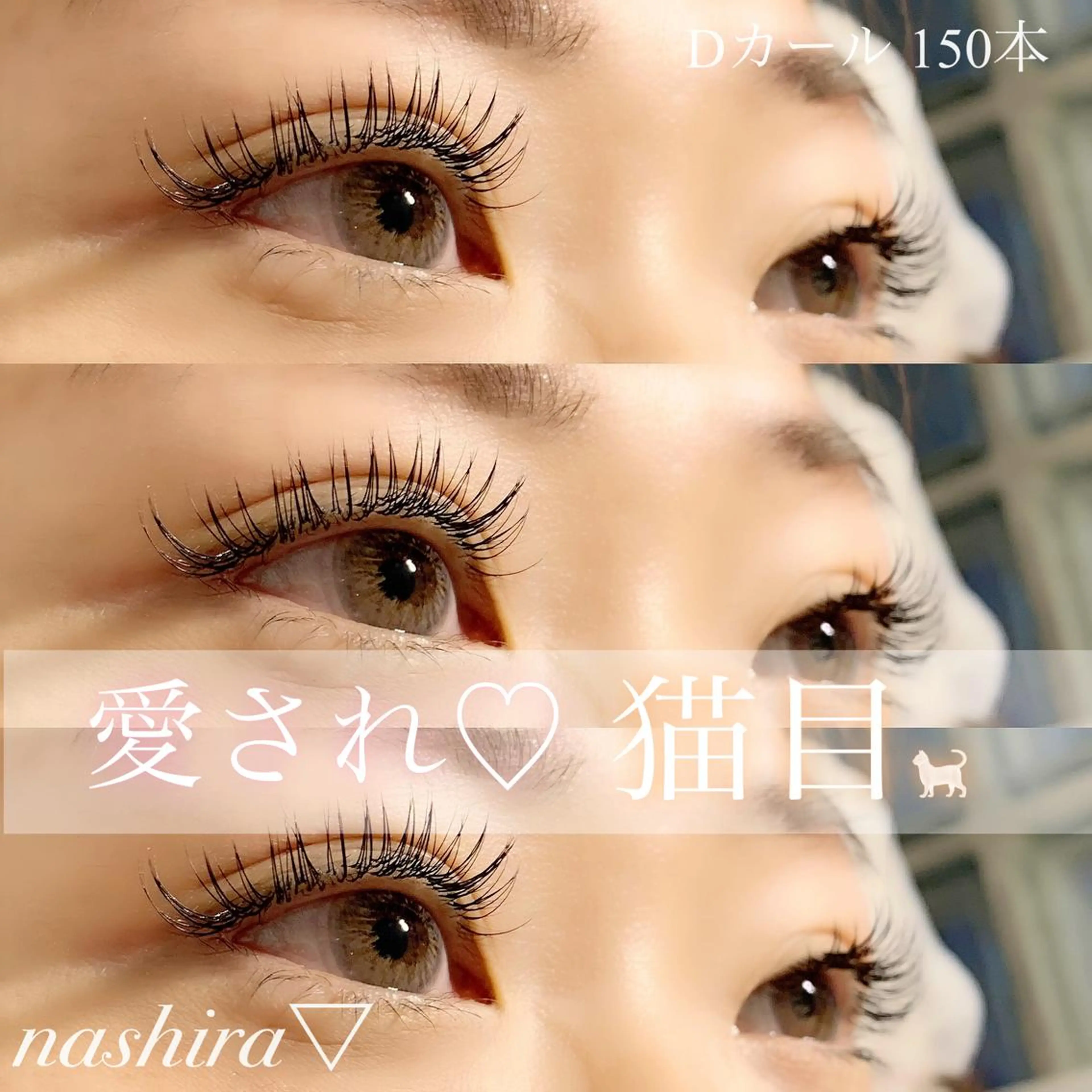 マツエク・マツパ Dカール 目尻長め マツエク nashira -ナシラ- 恵比寿のマツエク・マツパデザイン