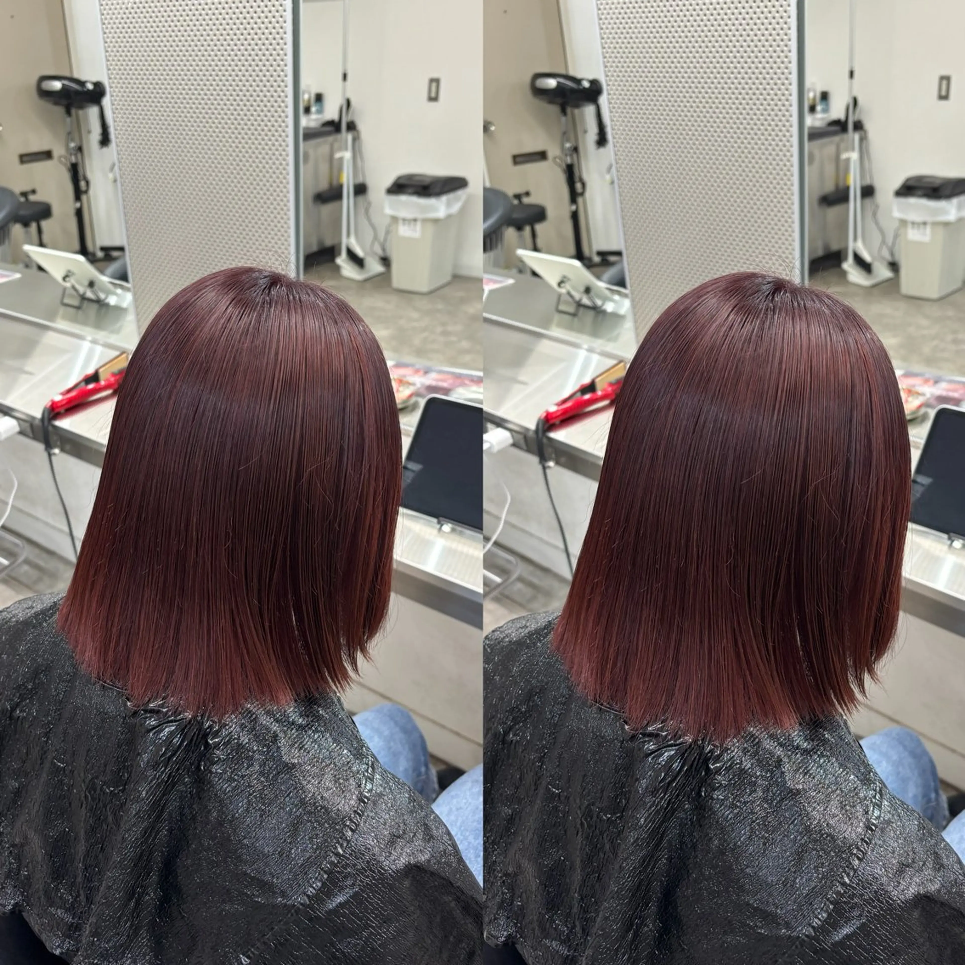 カラー ブリーチ レッドカラー ヘアカラー 吉成 葉南のヘアスタイル