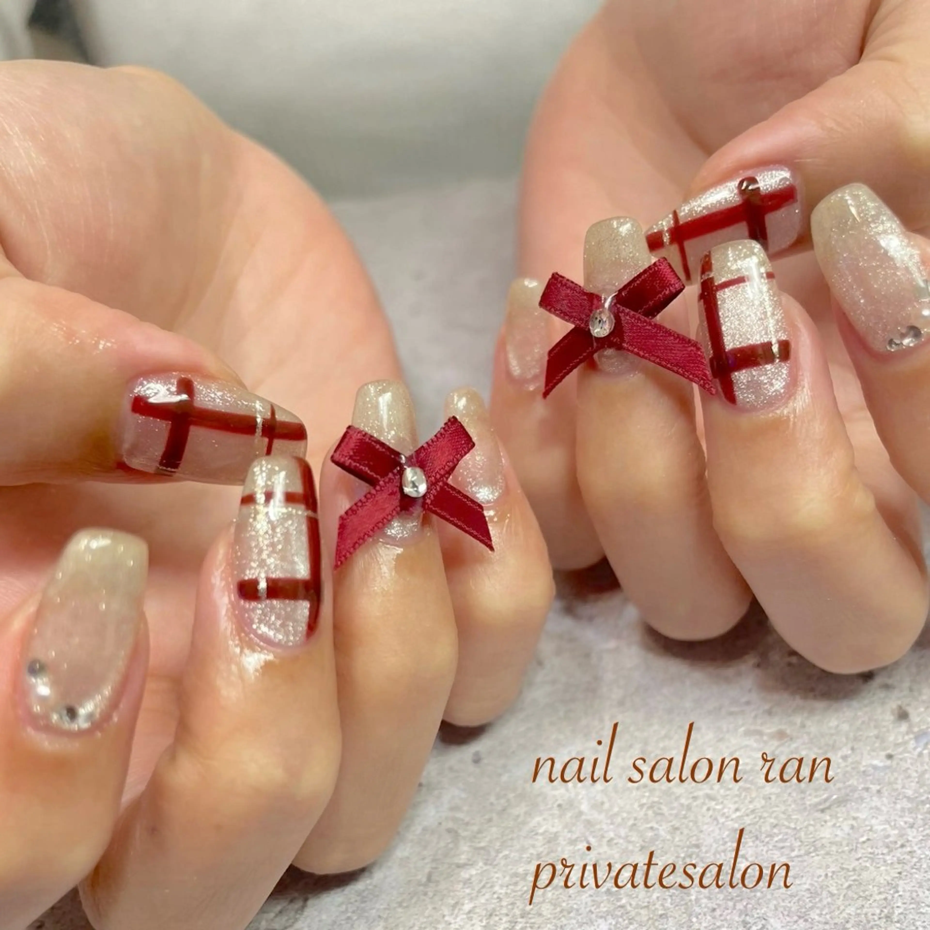 ネイル 持ち込み 赤色 ハンドネイル ハンドケア nailsalon ranのネイルデザイン