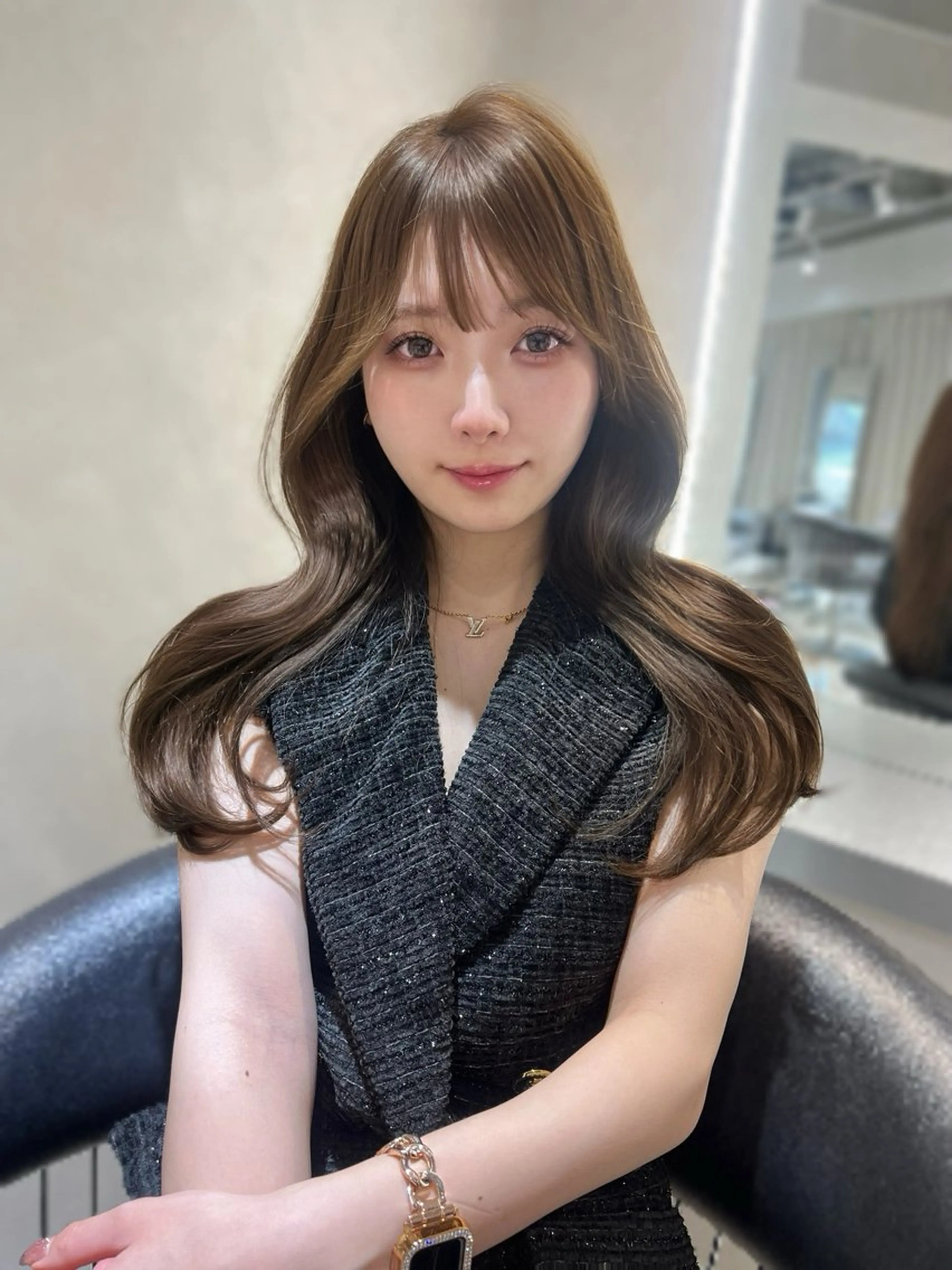 ロング 韓国メンズ特化 ダウン・毛流れパーマのヘアスタイル