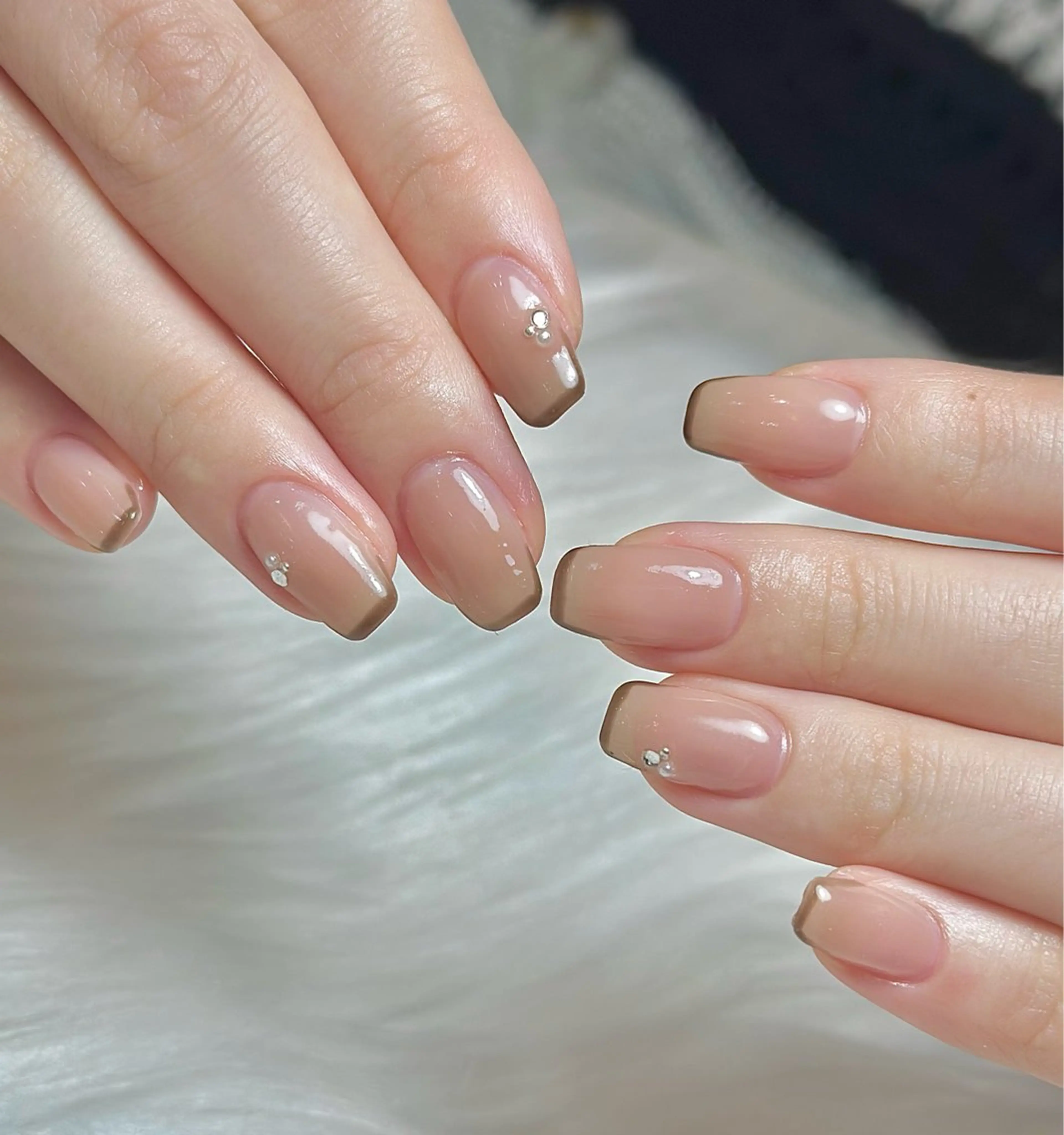 ネイル ブラウン フレンチネイル ハンドネイル m_nail所属・O Mayaのネイルデザイン