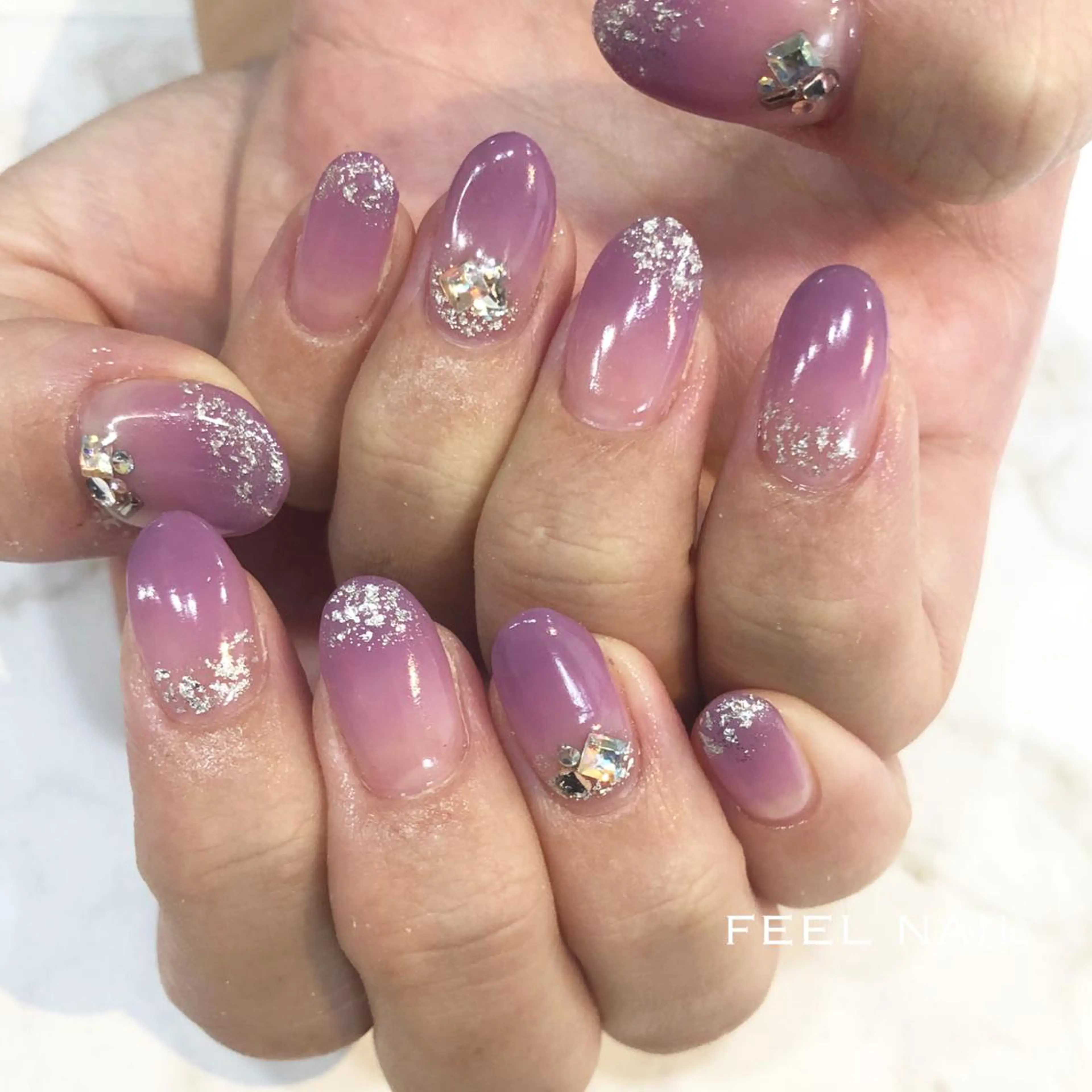 ネイル パープル 近藤 あみのネイルデザイン
