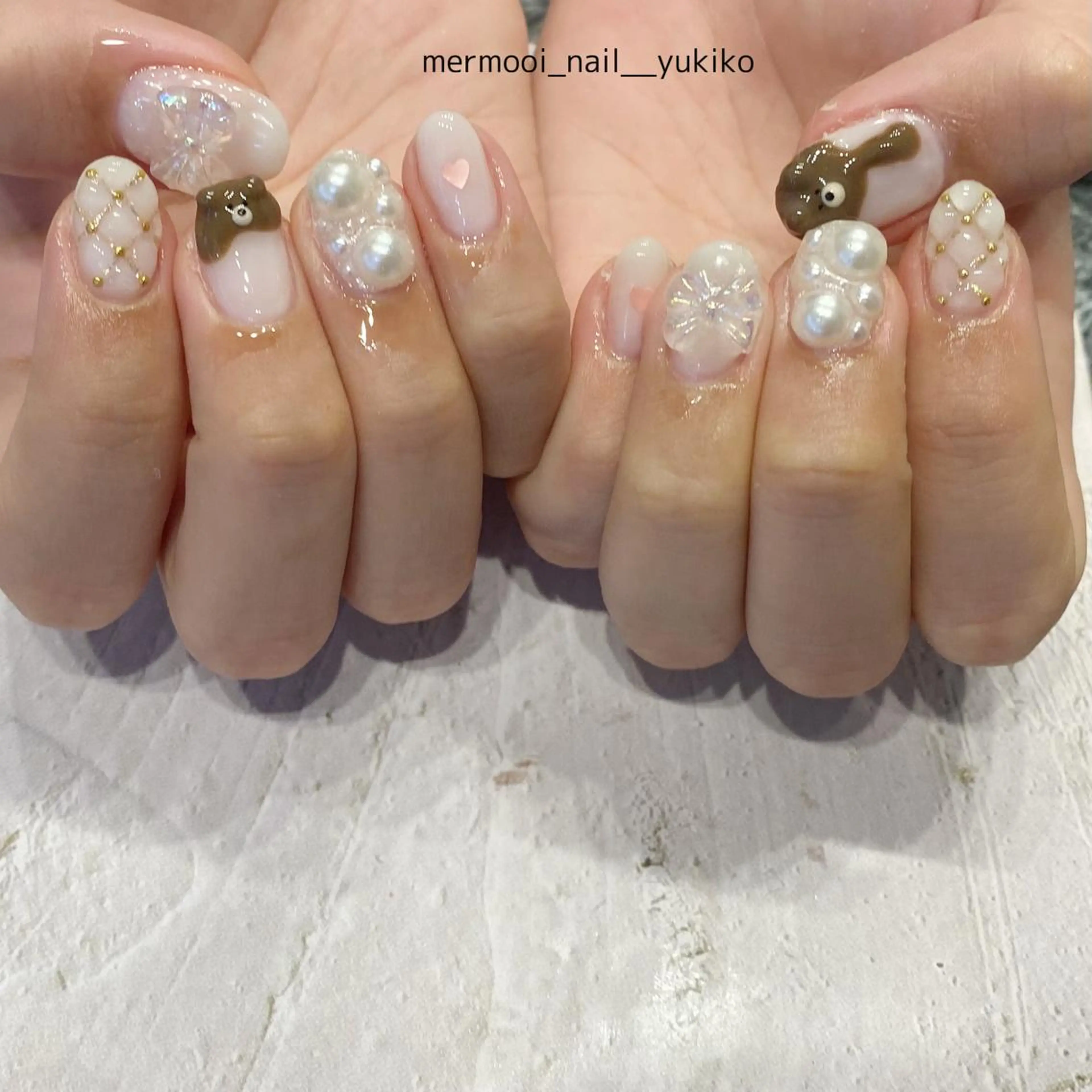 ネイル 韓国ネイル バレンタイン ワンホンネイル ハンドネイル mermooi nailのネイルデザイン