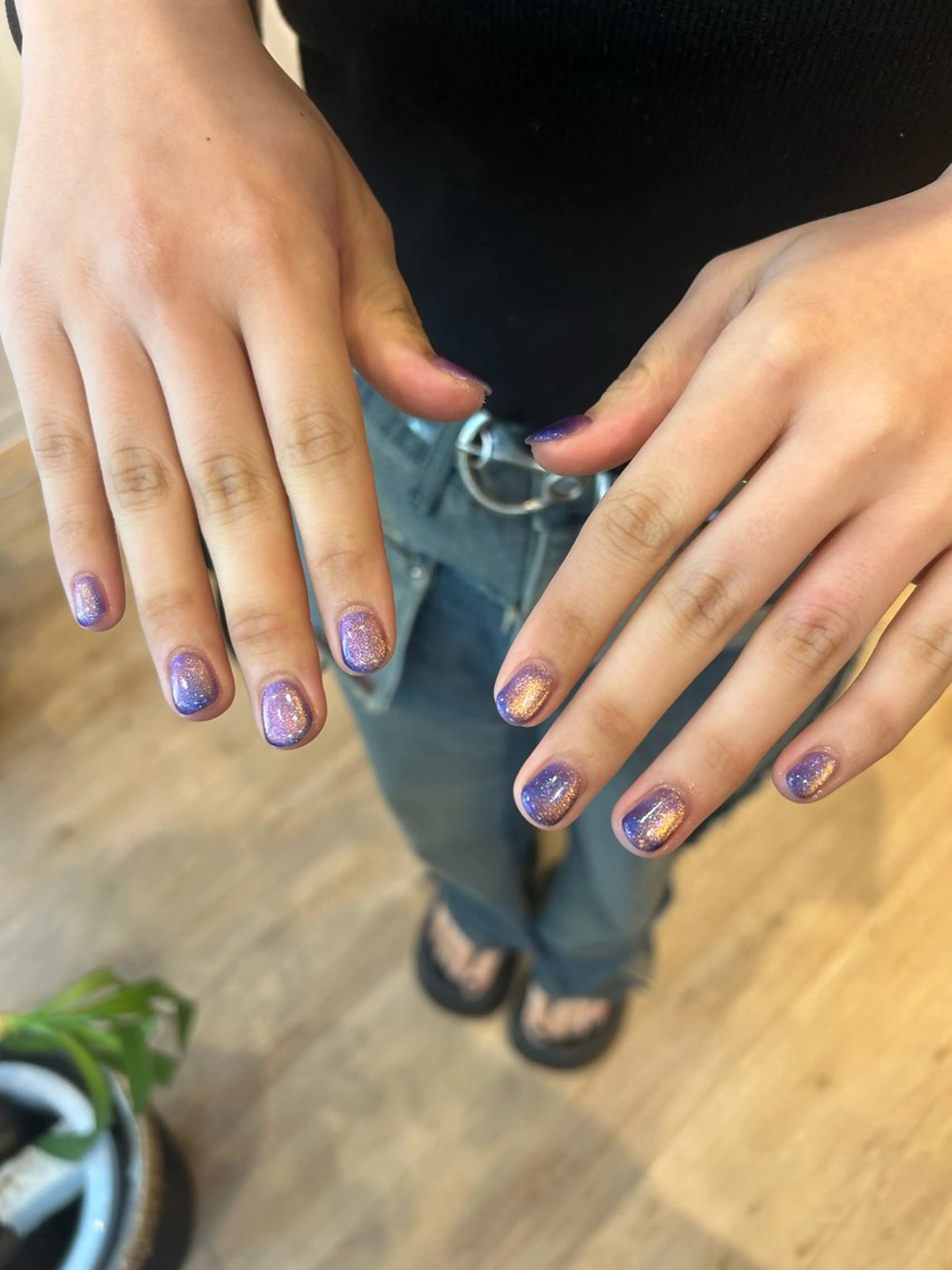 【オフ有】ハンド💜マグネットネイル★*の写真