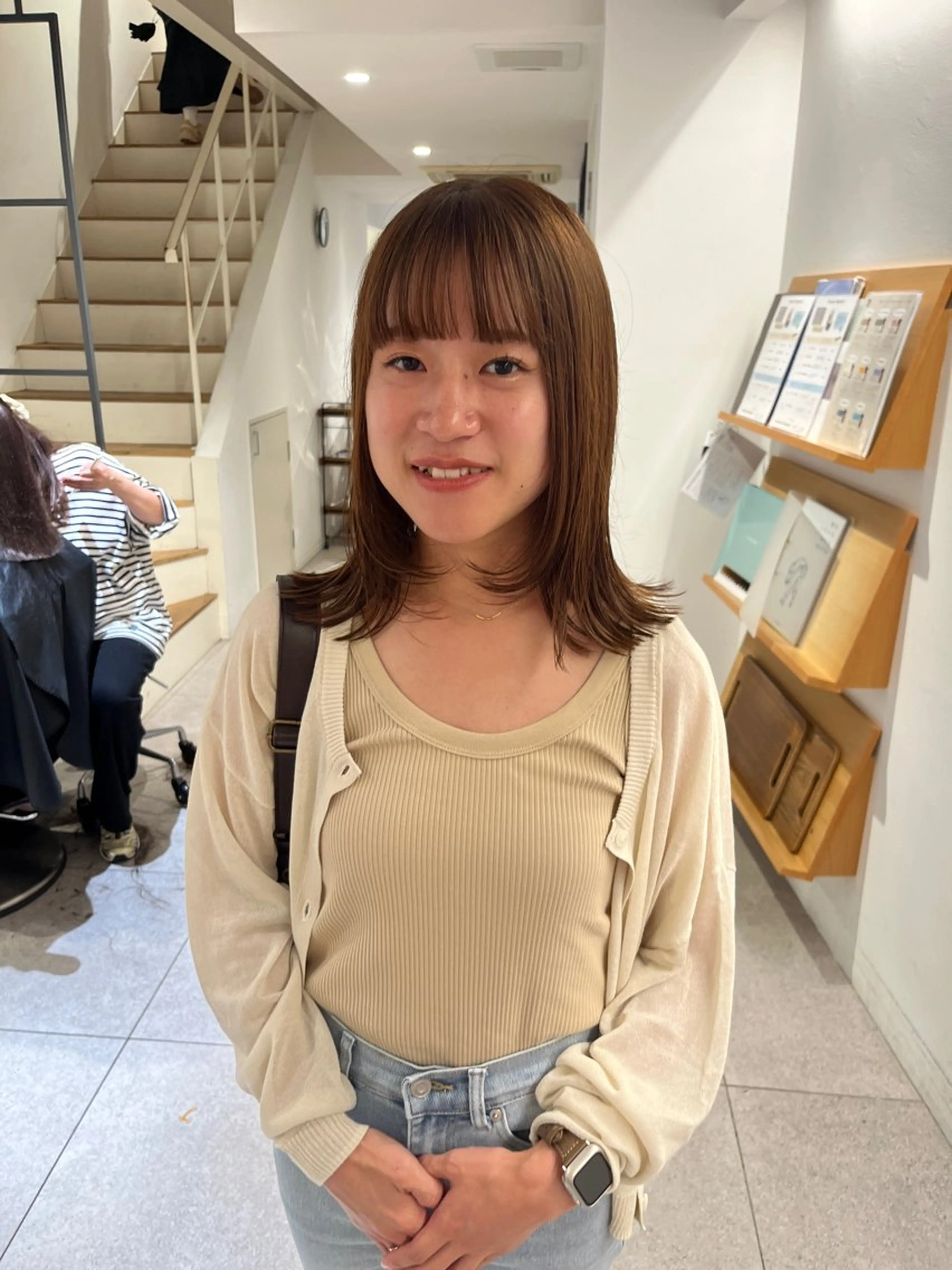 ミディアム 顔周りカット レイヤーカット Nary裏寺所属・ノノカ /京都美容室のヘアスタイル