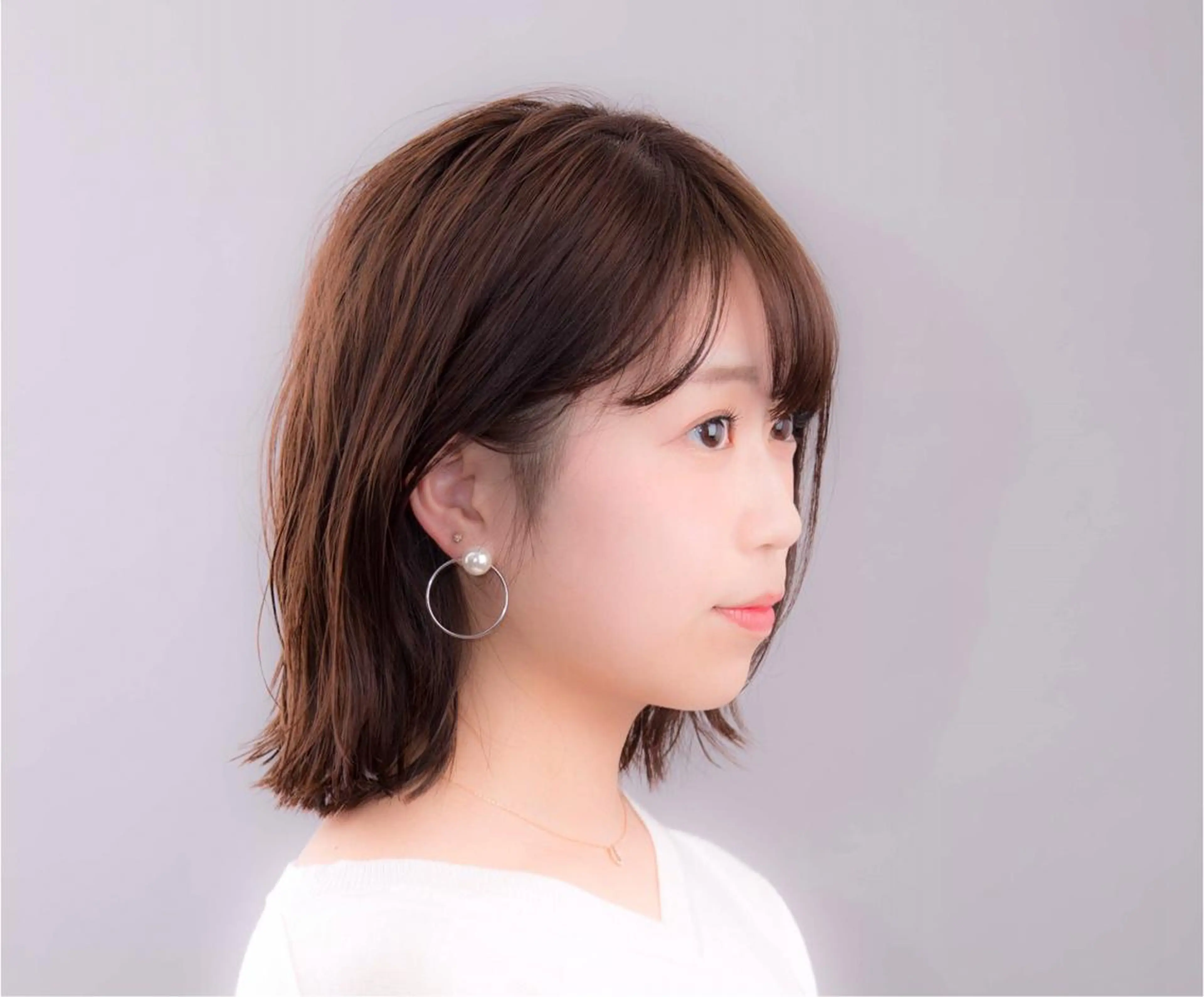 ミディアム カラー ボブ 外ハネヘア カット ヘアカラー トリートメント 中村 研介のヘアスタイル